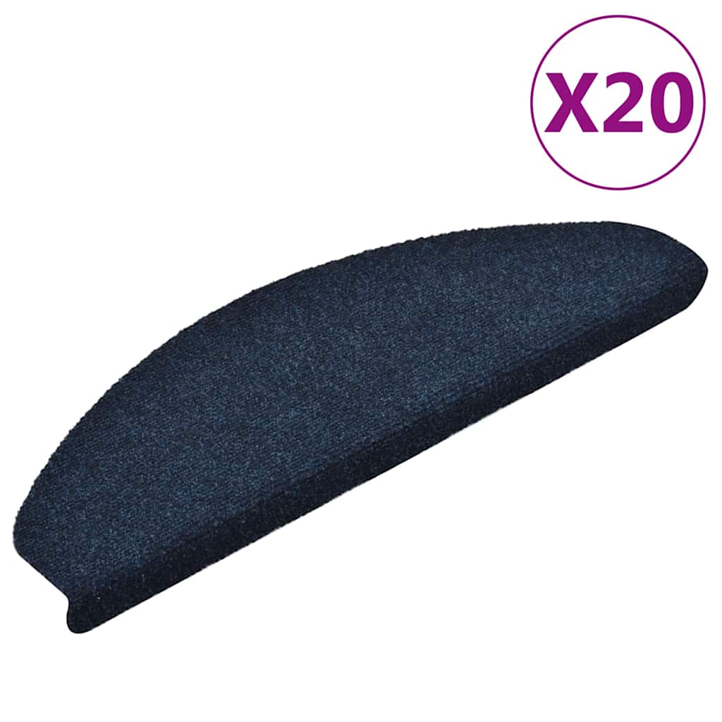 Trapmatten zelfklevend 20 stuks 65x21x4 cm marineblauw halfrond groot