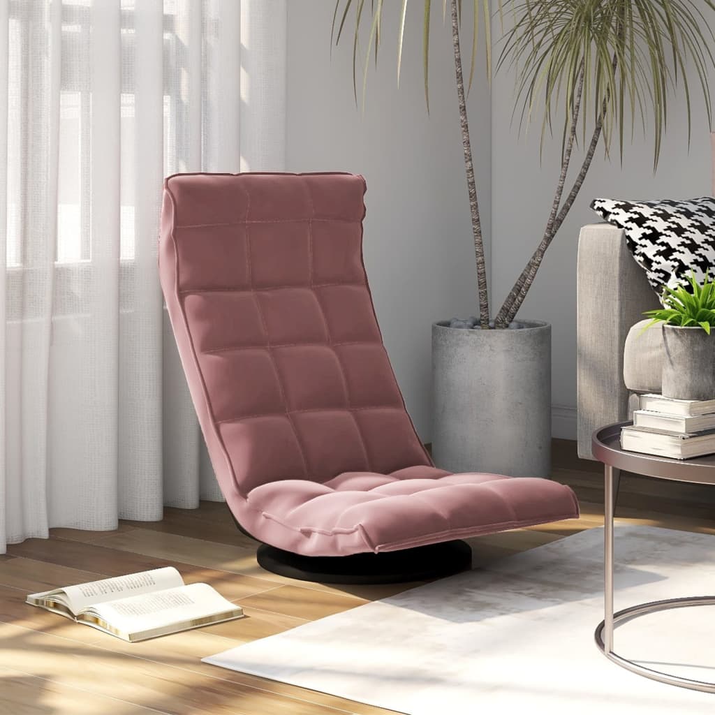 Vloerstoel draaibaar fluweel roze