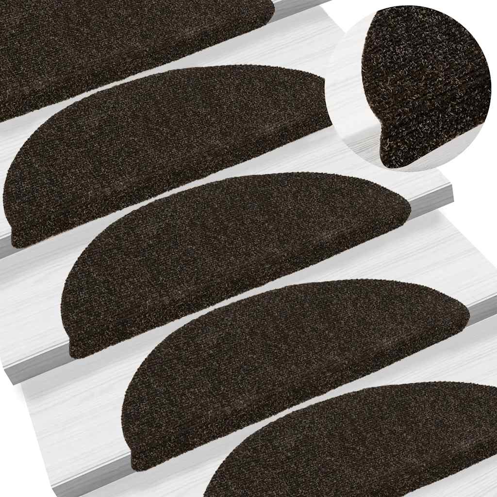 Trapmatten Zelfklevend 30 stuks 56x17x3 cm Donkerbruin Halfrond