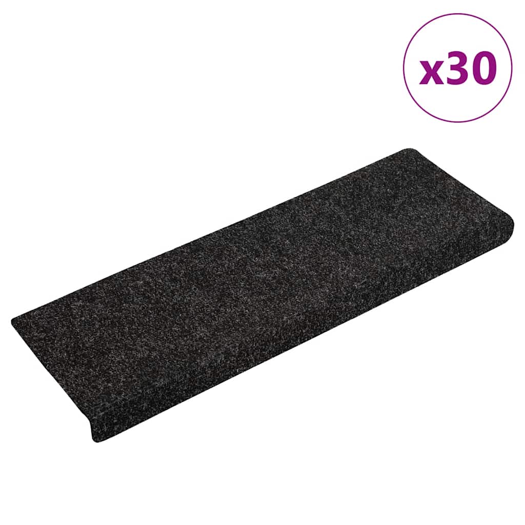 Trapmatten Zelfklevend 30 stuks 65x21x4 cm Zwart Rechthoekige Rand
