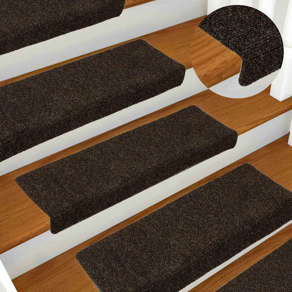 Trapmatten Zelfklevend 30 stuks 65x21x4 cm Donkerbruin Rechthoekige Rand