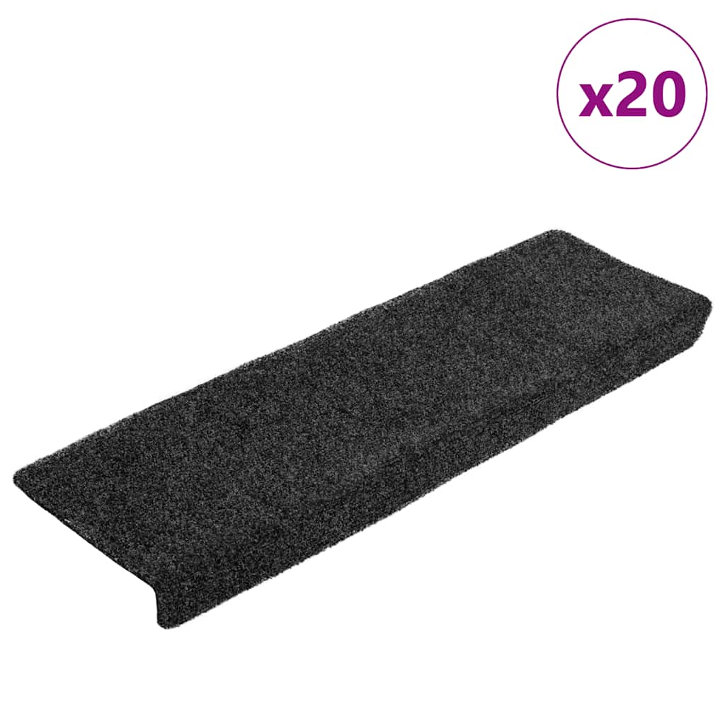 Trapmatten zelfklevend 20 stuks 65x21x4 cm donkergrijs rechthoekige rand