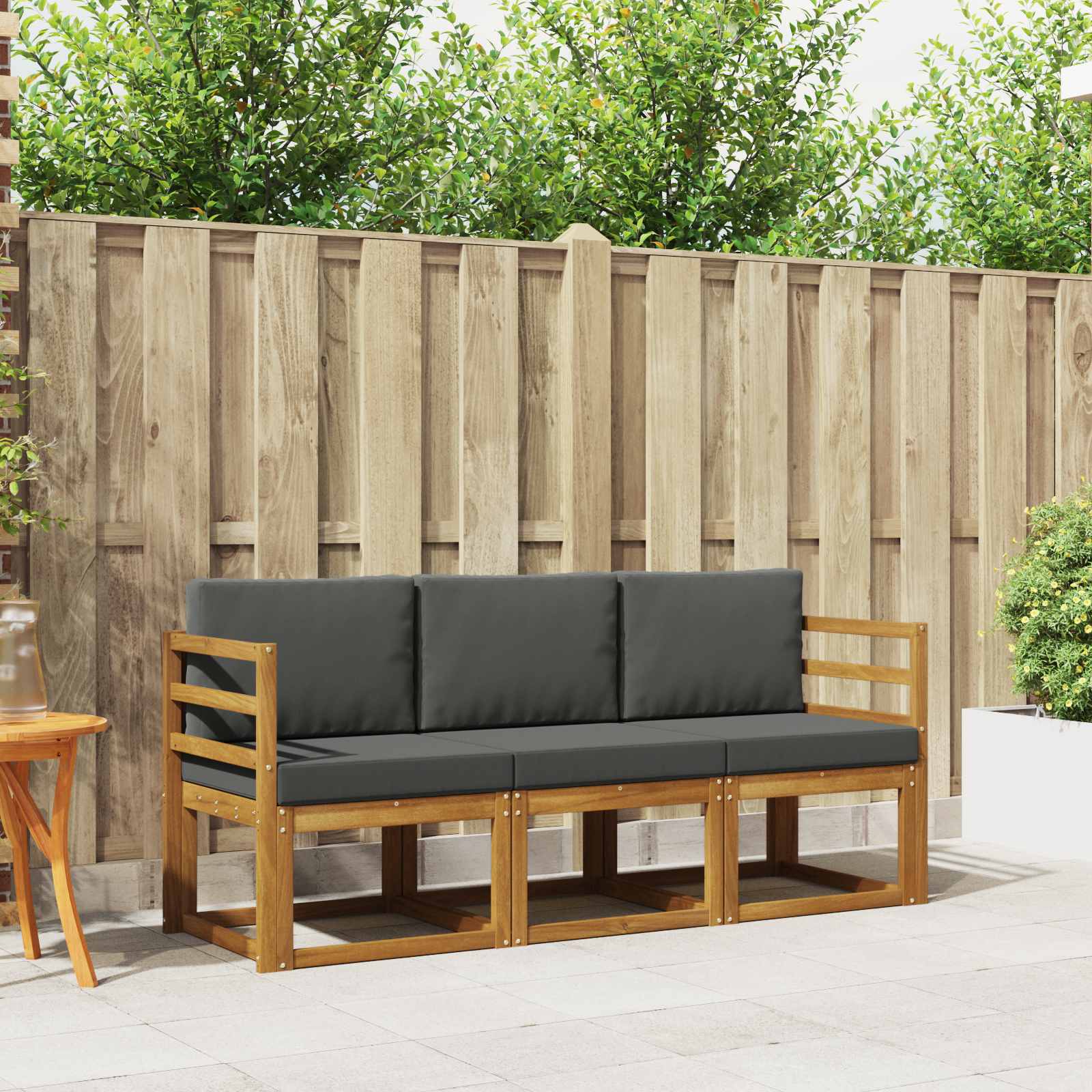 Buiten bankenset met kussen 3 pcs Natuurlijk en Antraciet – afbeelding 1