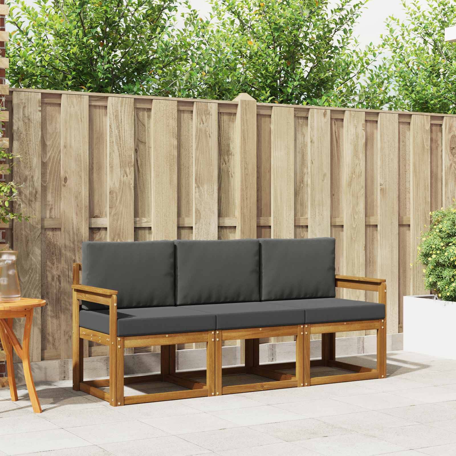 Buiten bankenset met kussen 3 pcs Natuurlijk en Antraciet – afbeelding 1