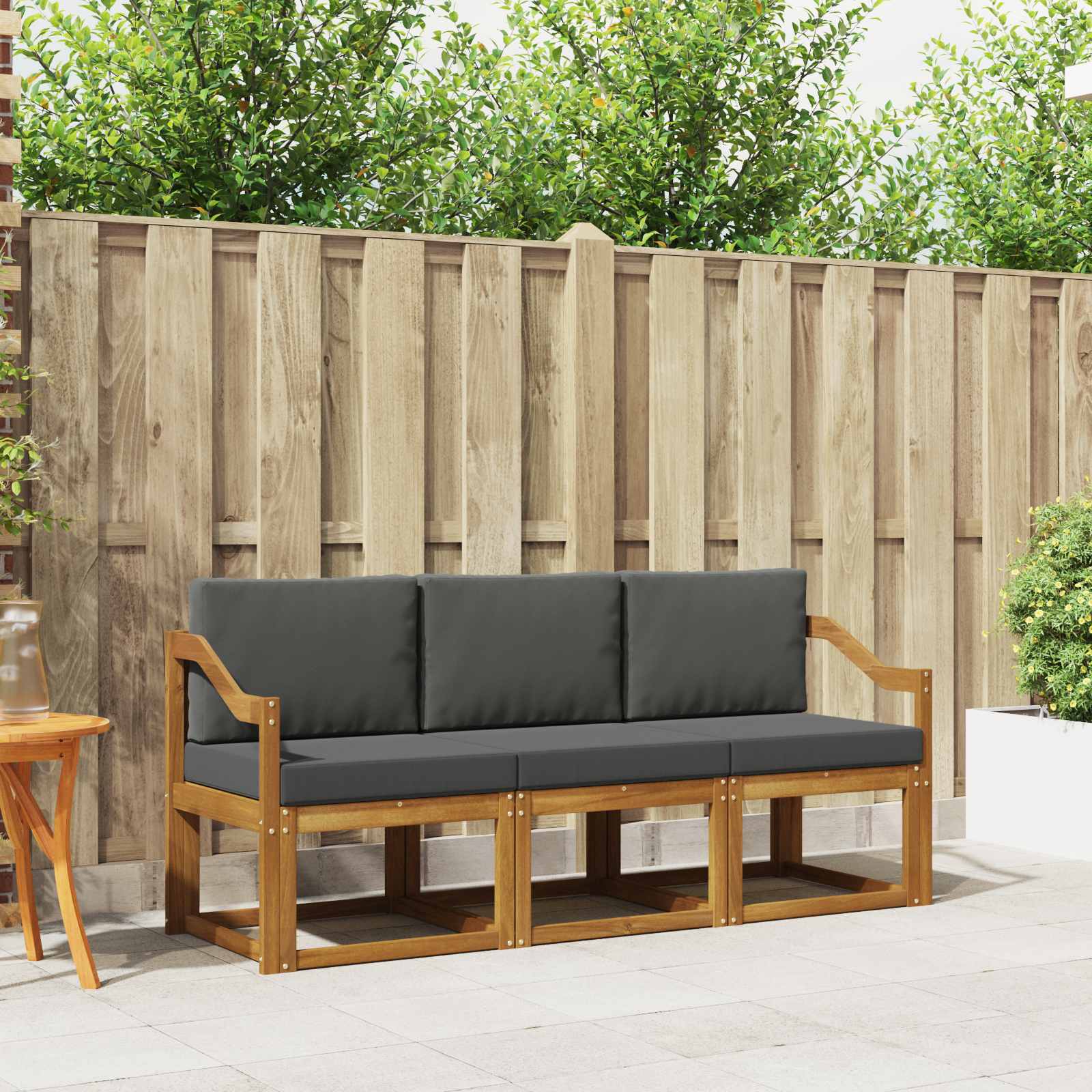 Buiten bankenset met kussen 3 pcs Natuurlijk en Antraciet – afbeelding 1