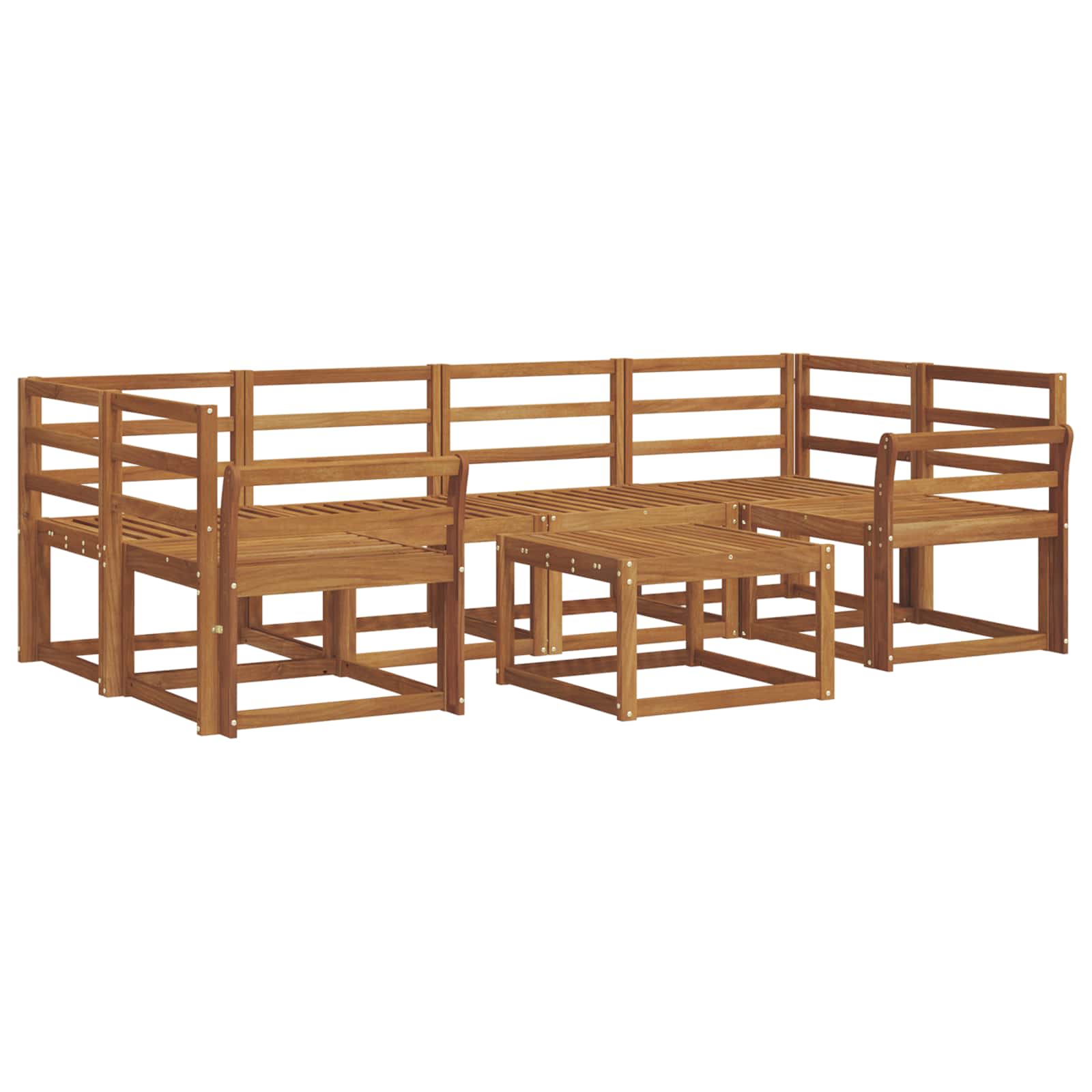 Buiten bankenset 7 pcs Naturel Massief Acaciahout – afbeelding 2