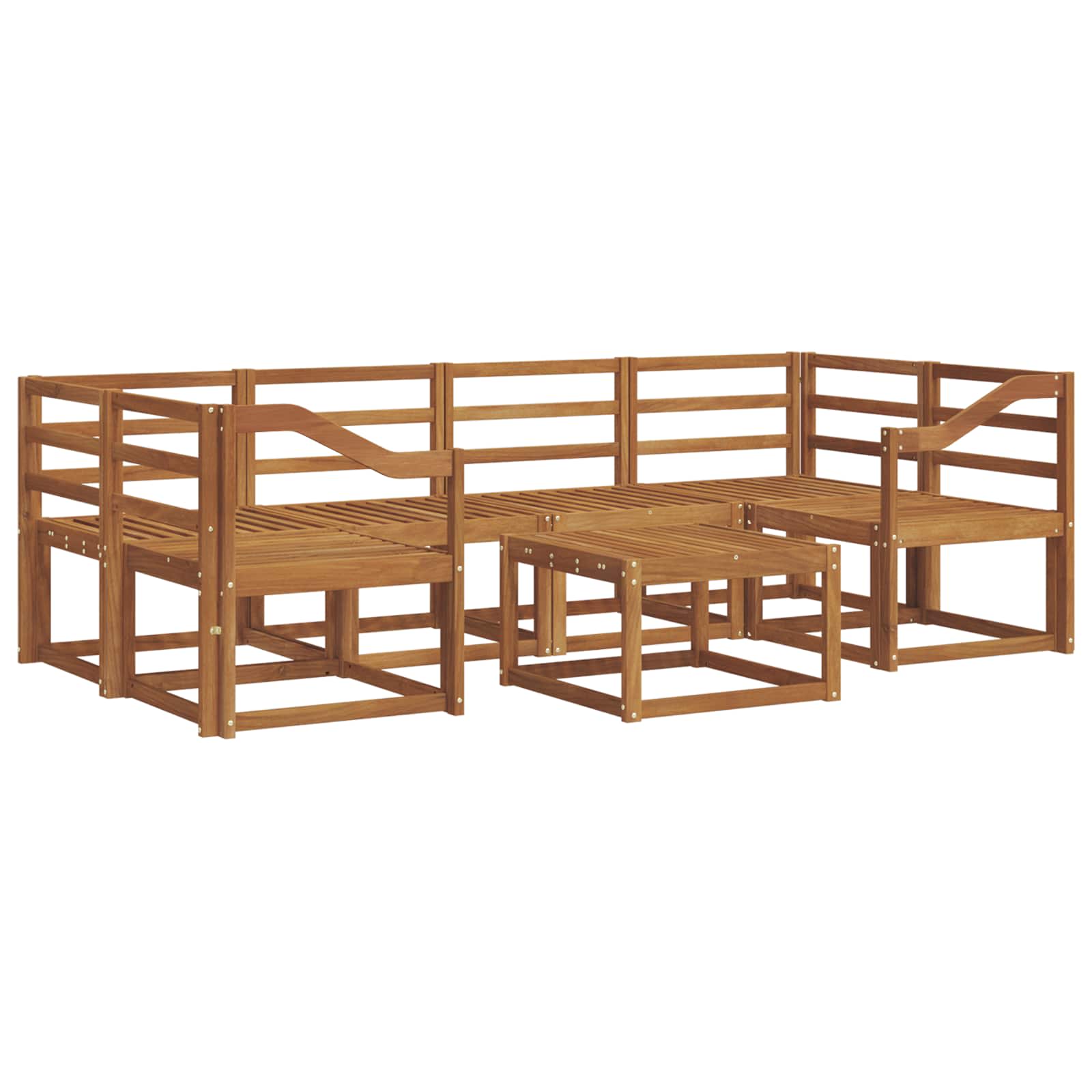 Buiten bankenset 7 pcs Naturel Massief Acaciahout – afbeelding 2