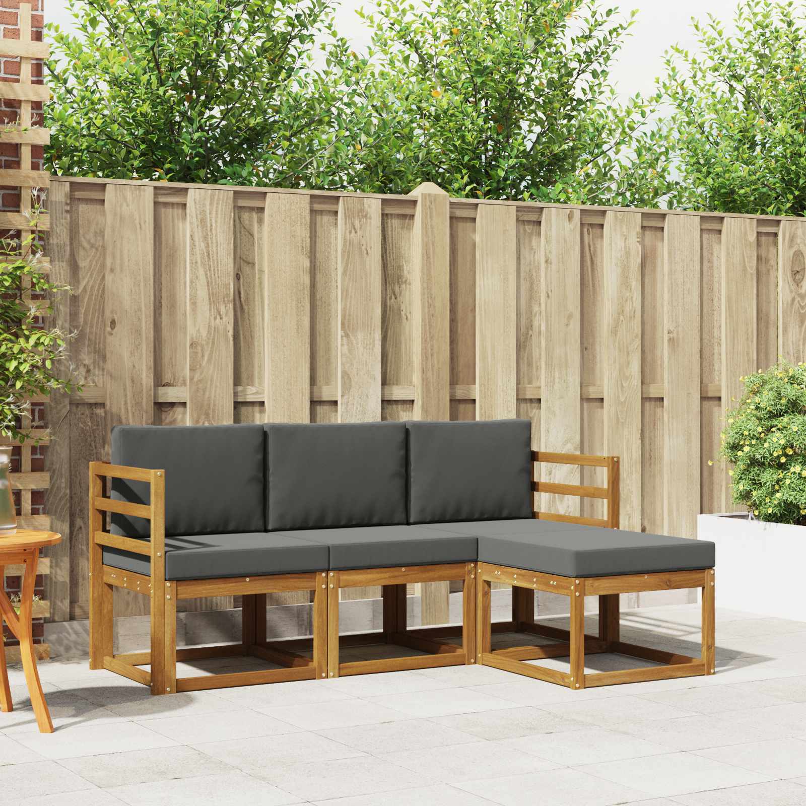 Buiten bankenset met kussen 4 pcs Natuurlijk en Antraciet – afbeelding 1
