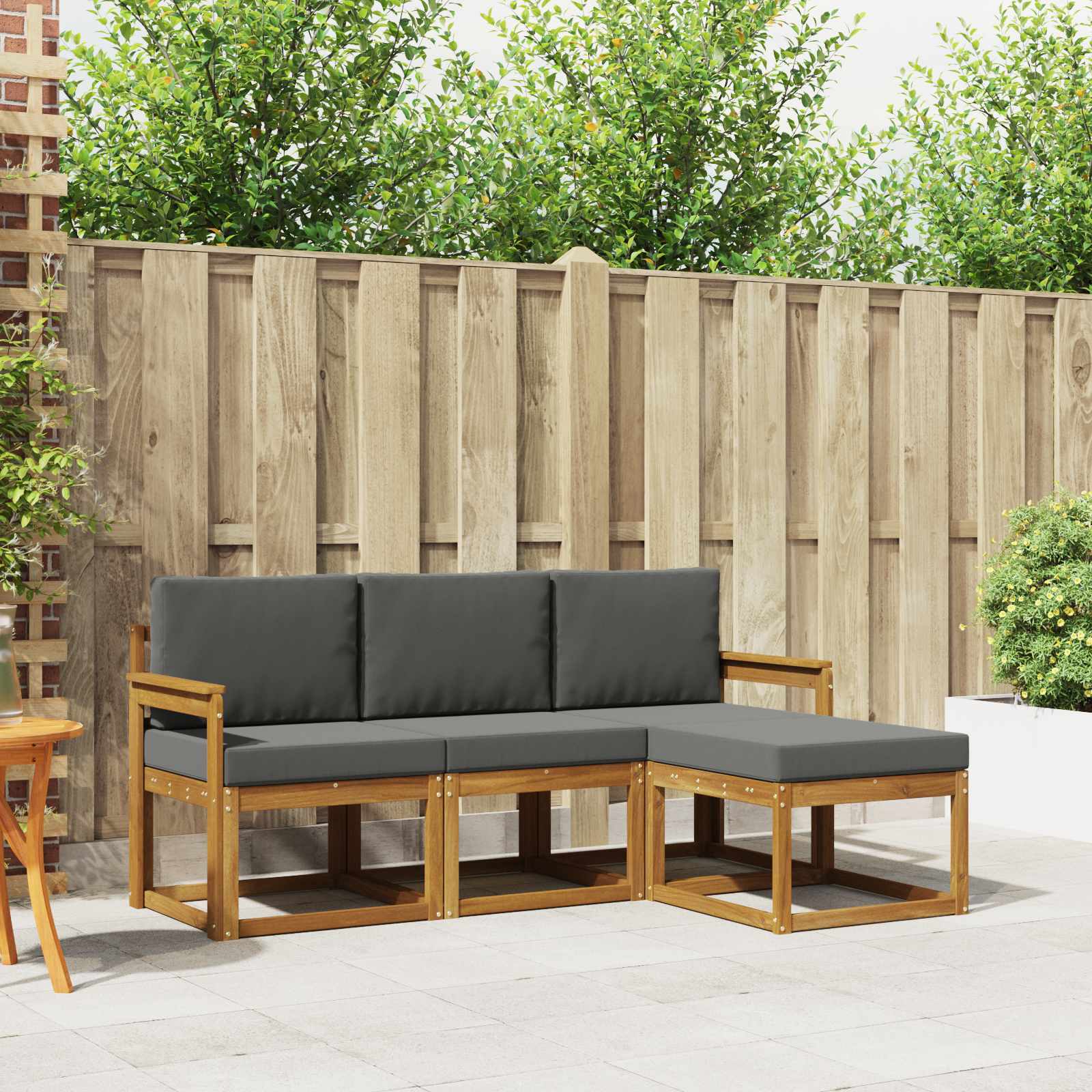 Buiten bankenset met kussen 4 pcs Natuurlijk en Antraciet – afbeelding 1