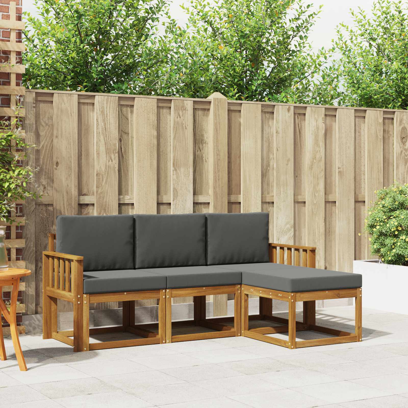 Buiten bankenset met kussen 4 pcs Natuurlijk en Antraciet