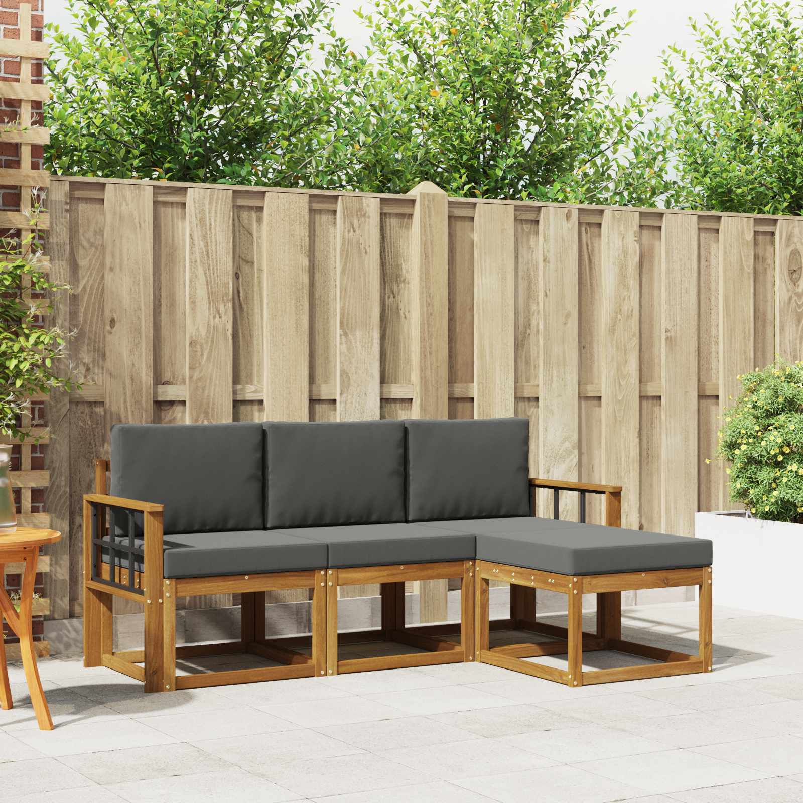 Buiten bankenset met kussen 4 pcs Natuurlijk en Antraciet – afbeelding 1