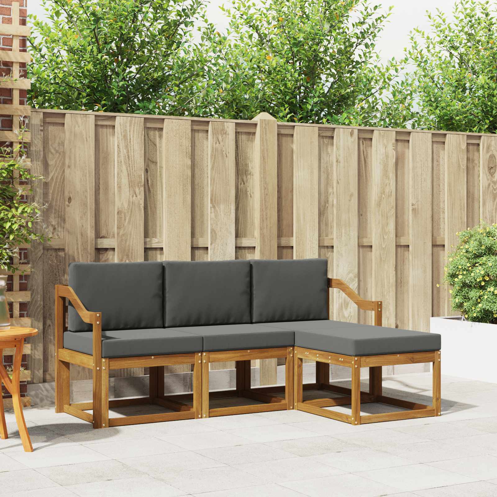 Buiten bankenset met kussen 4 pcs Natuurlijk en Antraciet – afbeelding 1