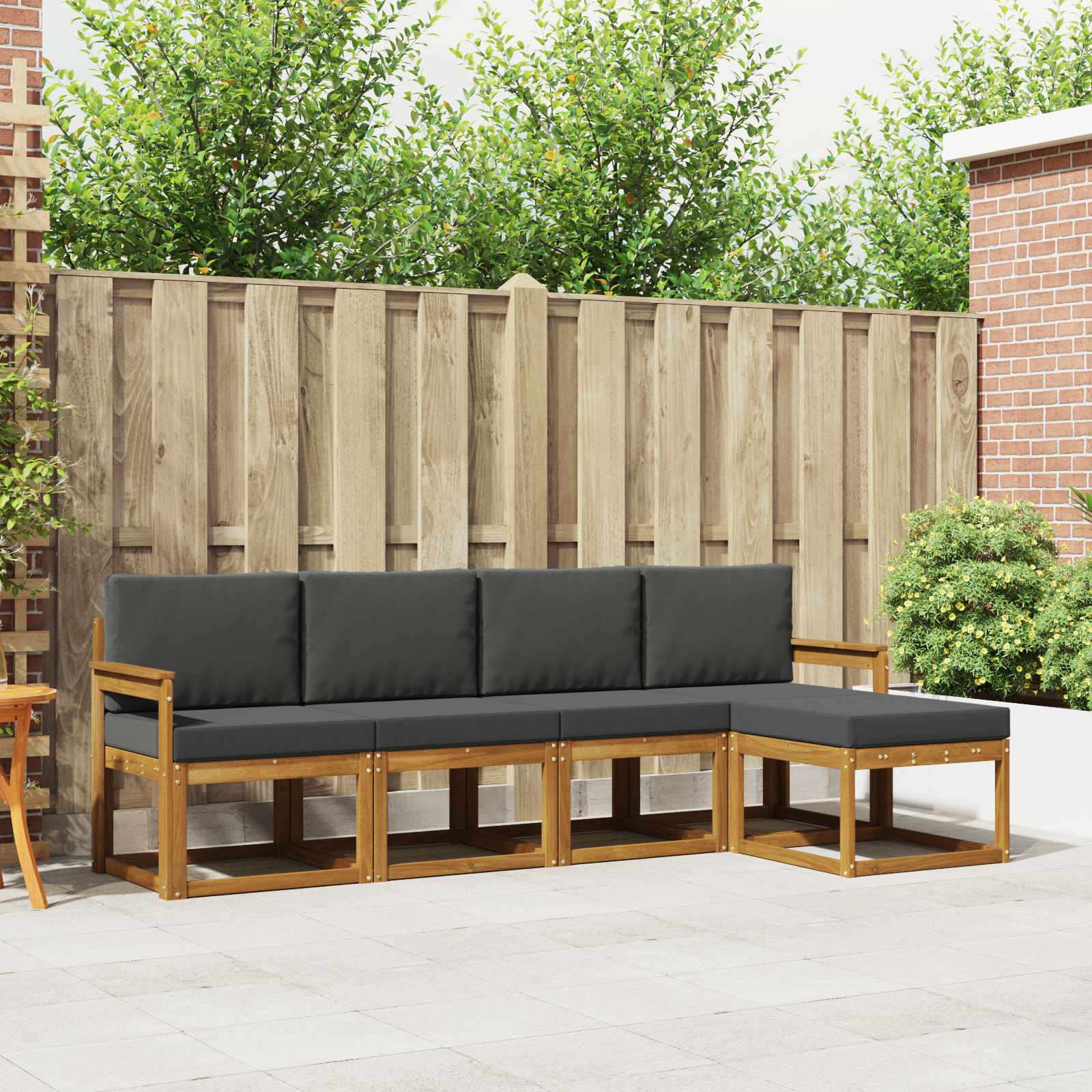 Buiten bankenset met kussen 5 pcs Natuurlijk en Antraciet