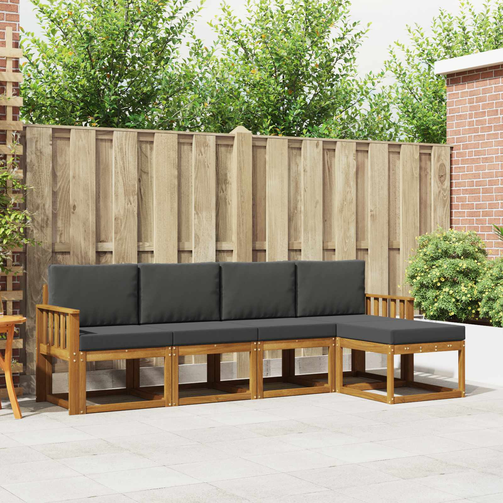 Buiten bankenset met kussen 5 pcs Natuurlijk en Antraciet – afbeelding 1