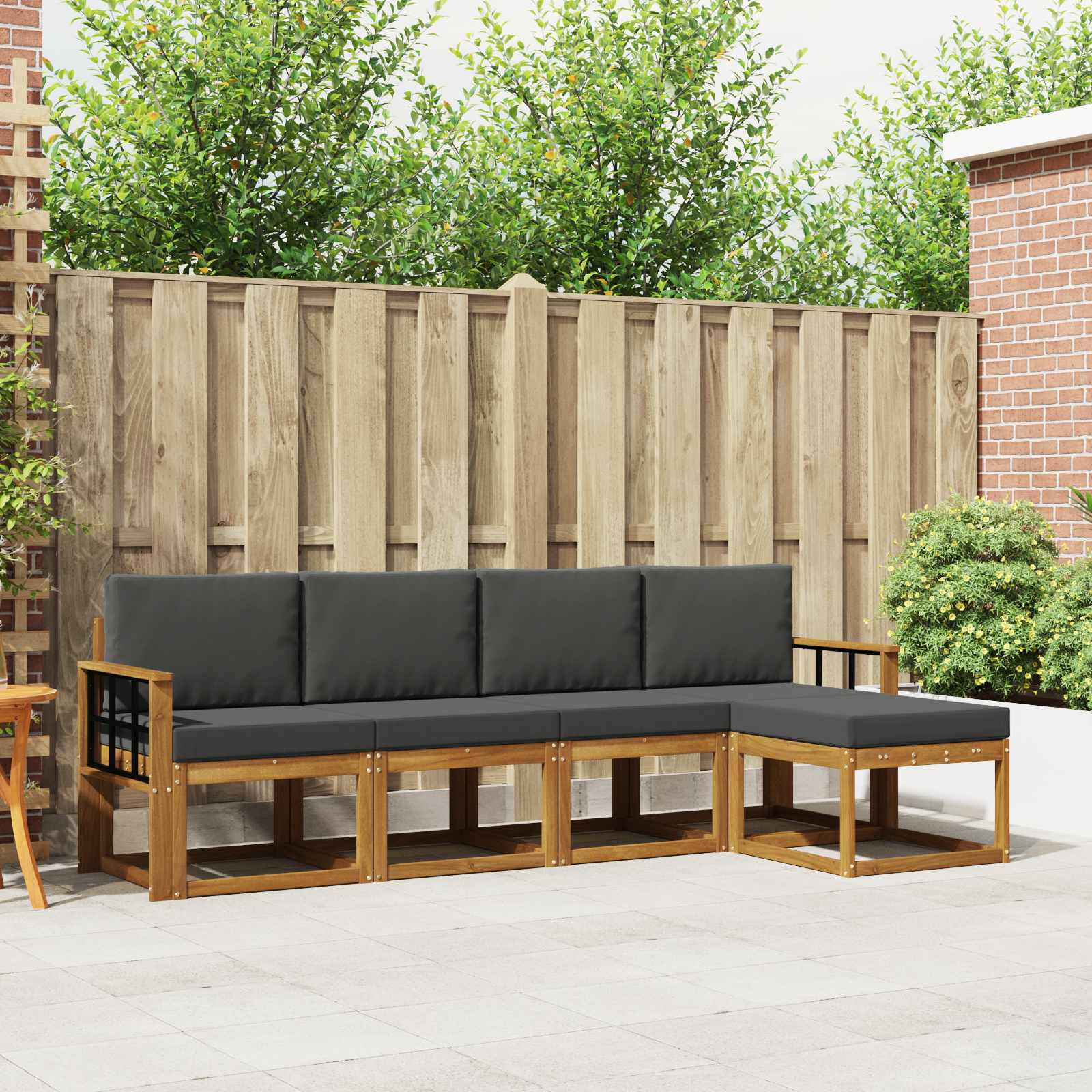 Buiten bankenset met kussen 5 pcs Natuurlijk en Antraciet – afbeelding 1