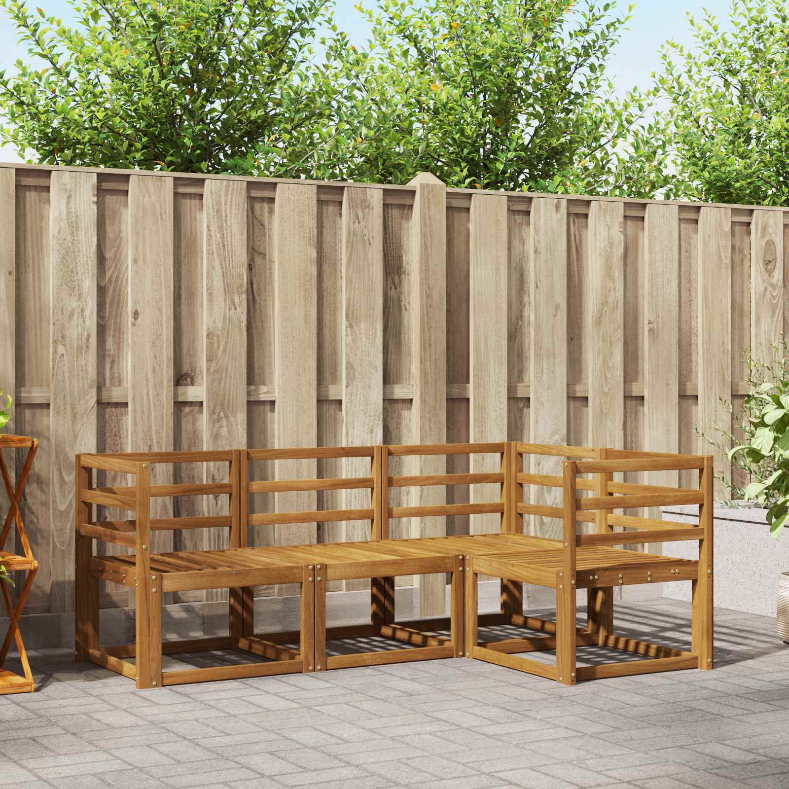 Buiten bankenset 4 pcs Naturel Massief Acaciahout