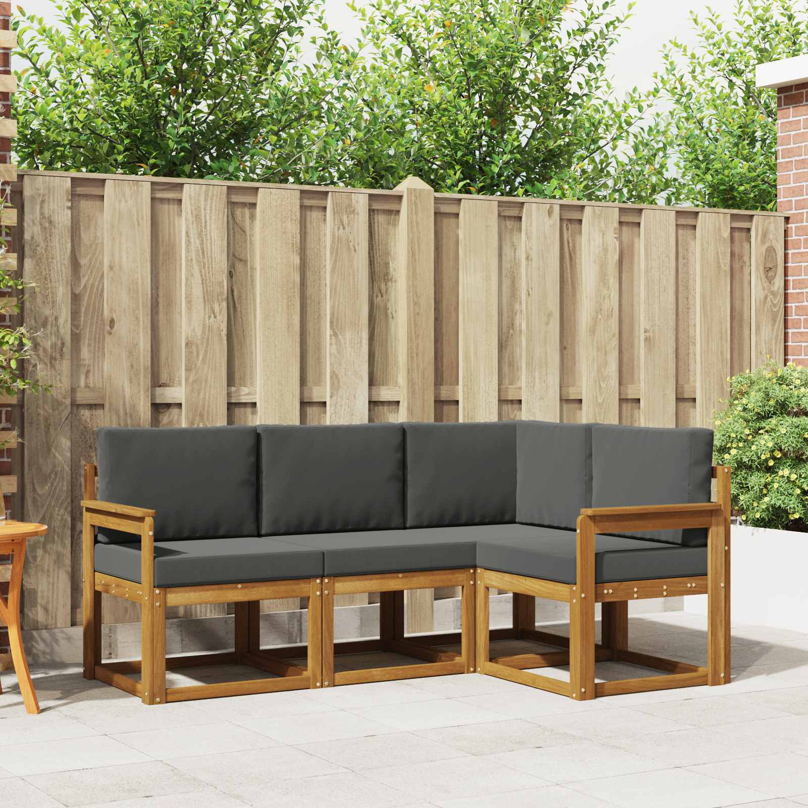 Buiten bankenset met kussen 4 pcs Natuurlijk en Antraciet – afbeelding 1