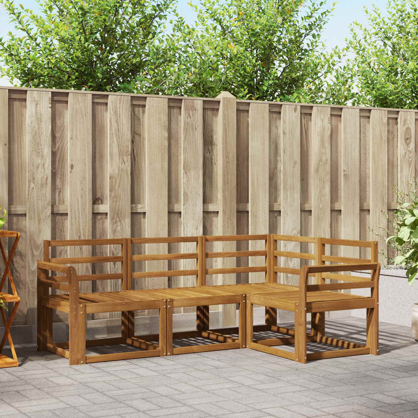 Buiten bankenset 4 pcs Naturel Massief Acaciahout – afbeelding 1