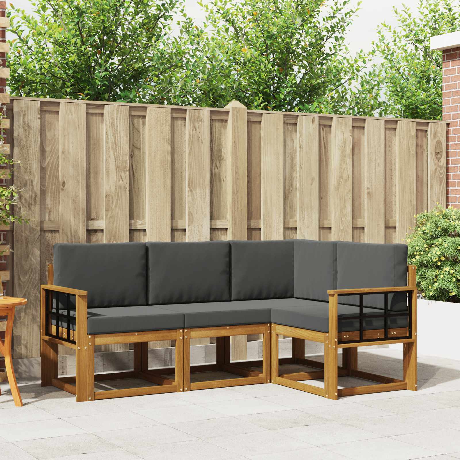 Buiten bankenset met kussen 4 pcs Natuurlijk en Antraciet
