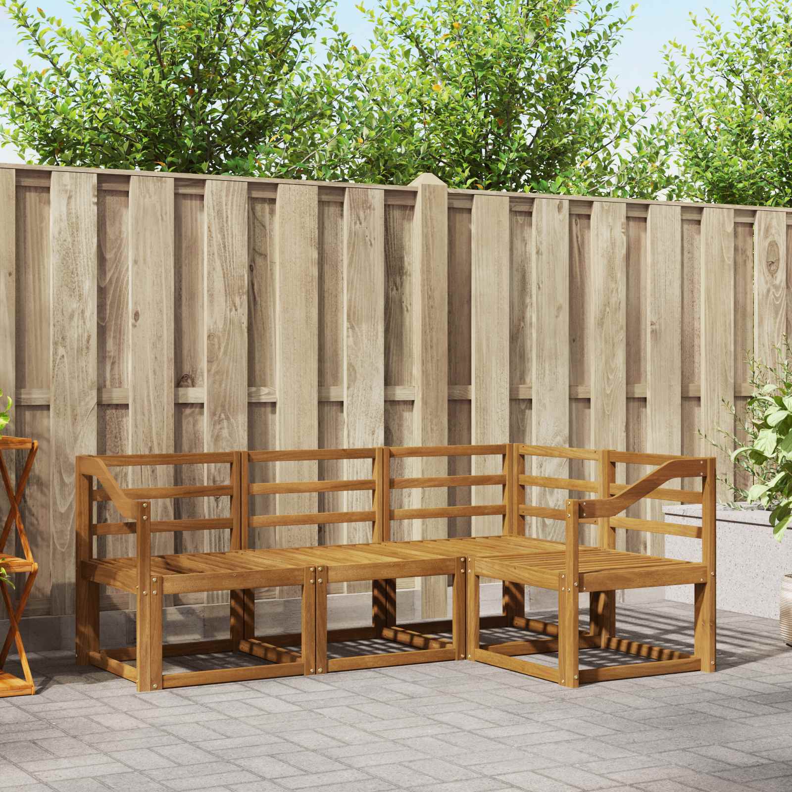 Buiten bankenset 4 pcs Naturel Massief Acaciahout – afbeelding 1