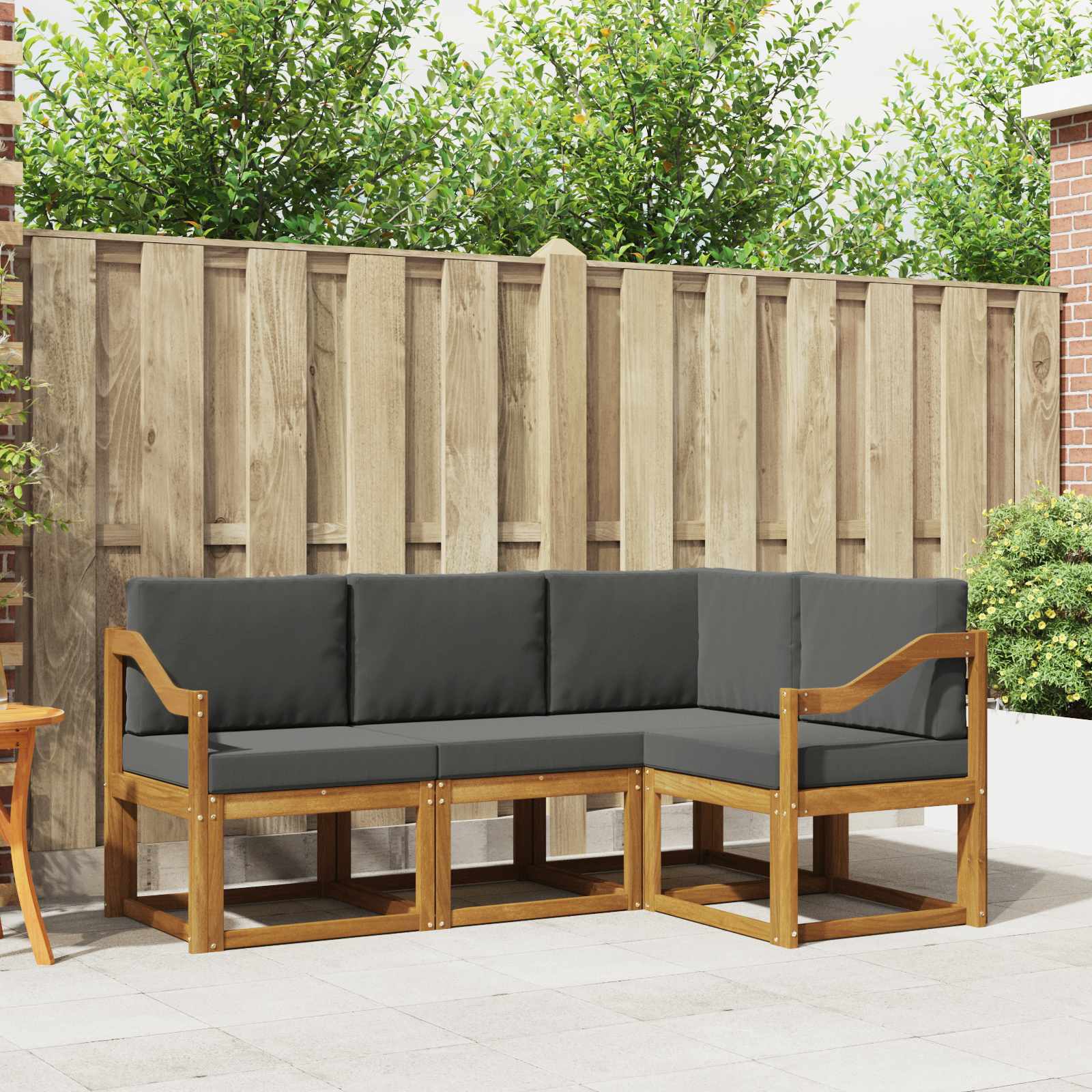 Buiten bankenset met kussen 4 pcs Natuurlijk en Antraciet