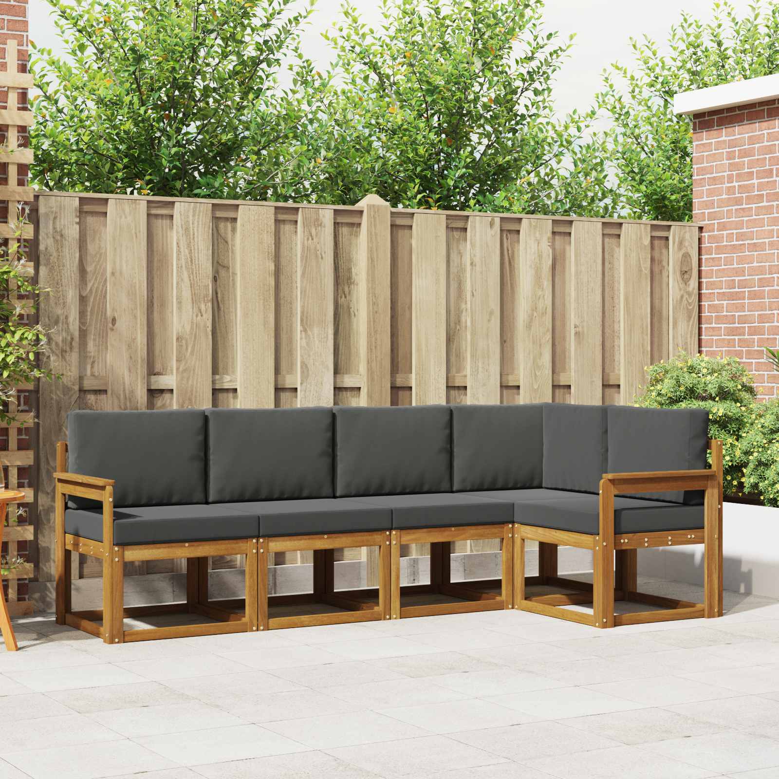 Buiten bankenset met kussen 5 pcs Natuurlijk en Antraciet – afbeelding 1