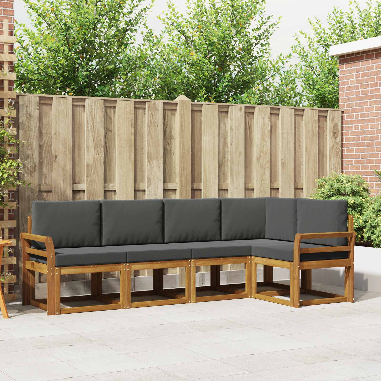 Buiten bankenset met kussen 5 pcs Natuurlijk en Antraciet – afbeelding 1