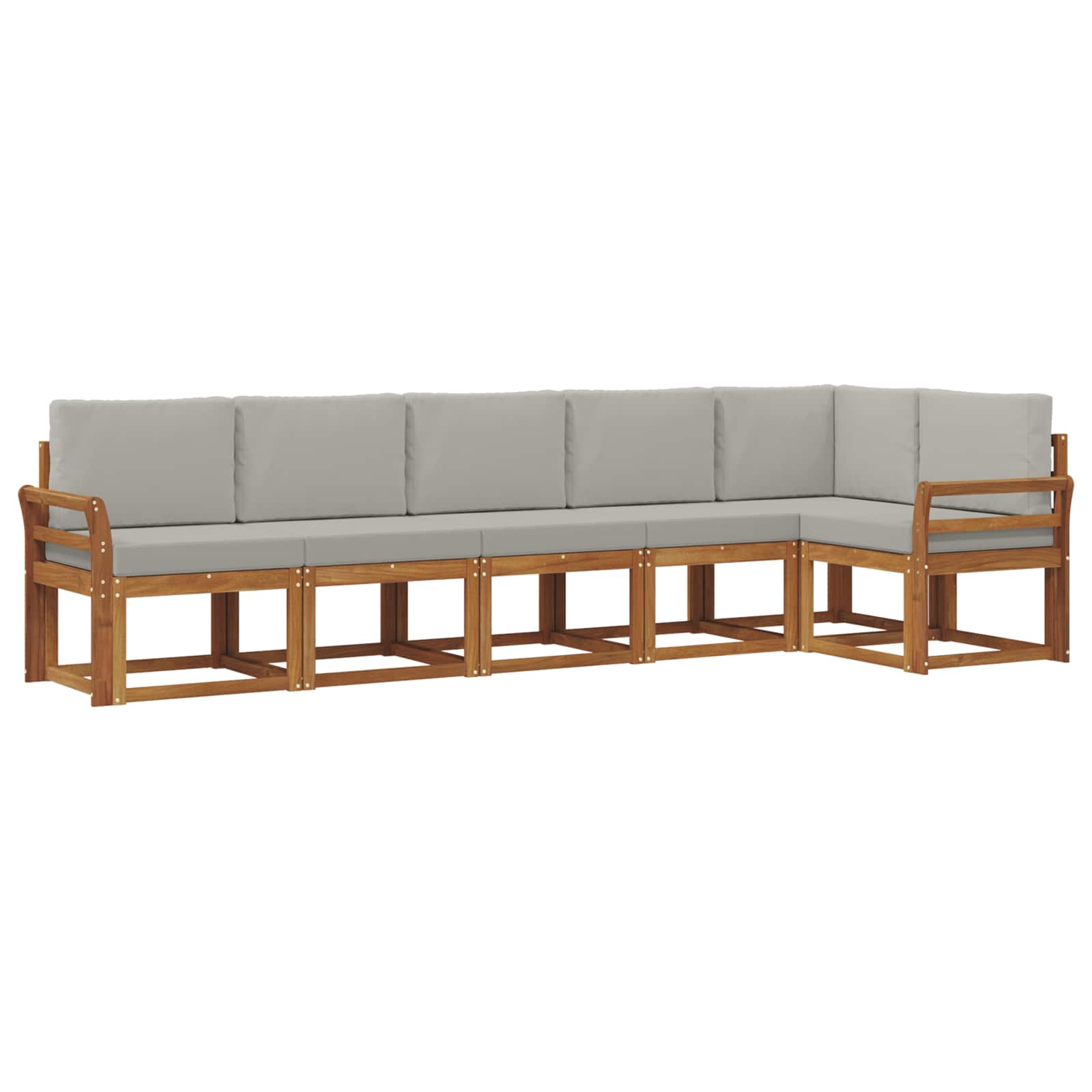 Buiten bankenset met kussen 6 pcs Natuurlijk en Lichtgrijs – afbeelding 2