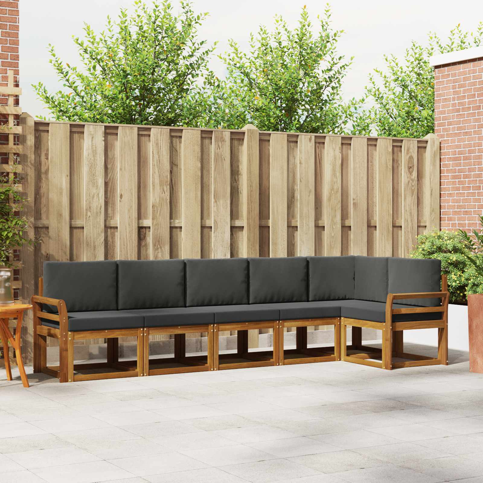 Buiten bankenset met kussen 6 pcs Natuurlijk en Antraciet – afbeelding 1