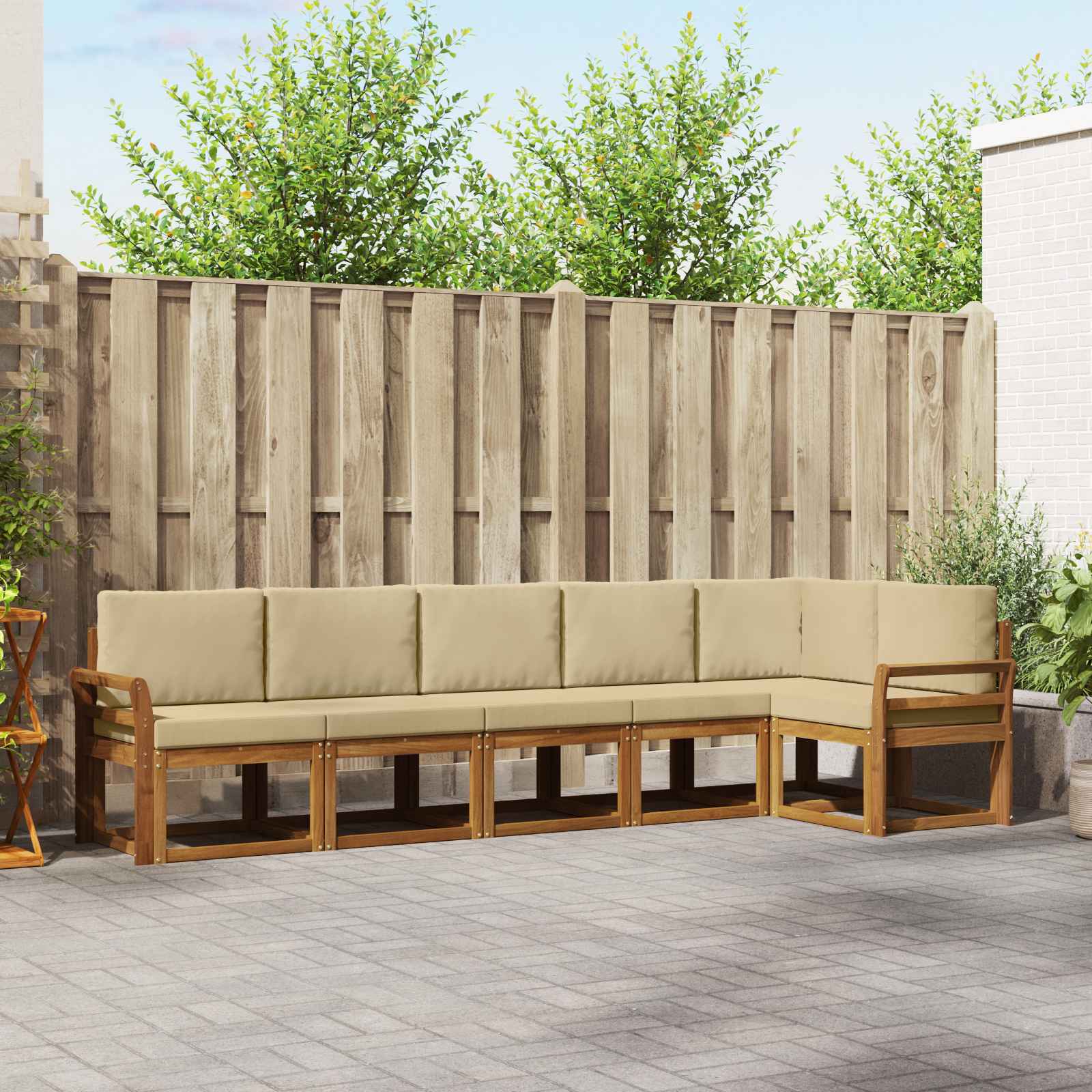 Buiten bankenset met kussen 6 pcs Natuurlijk en Beige – afbeelding 1
