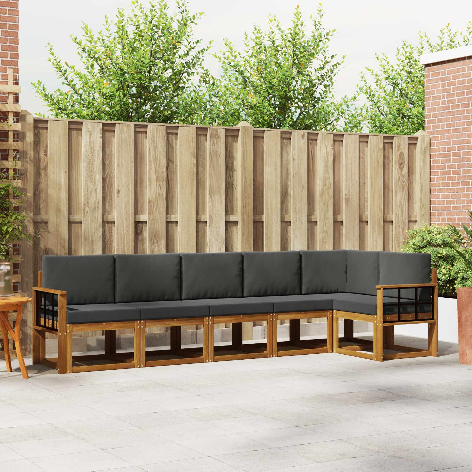 Buiten bankenset met kussen 6 pcs Natuurlijk en Antraciet – afbeelding 1
