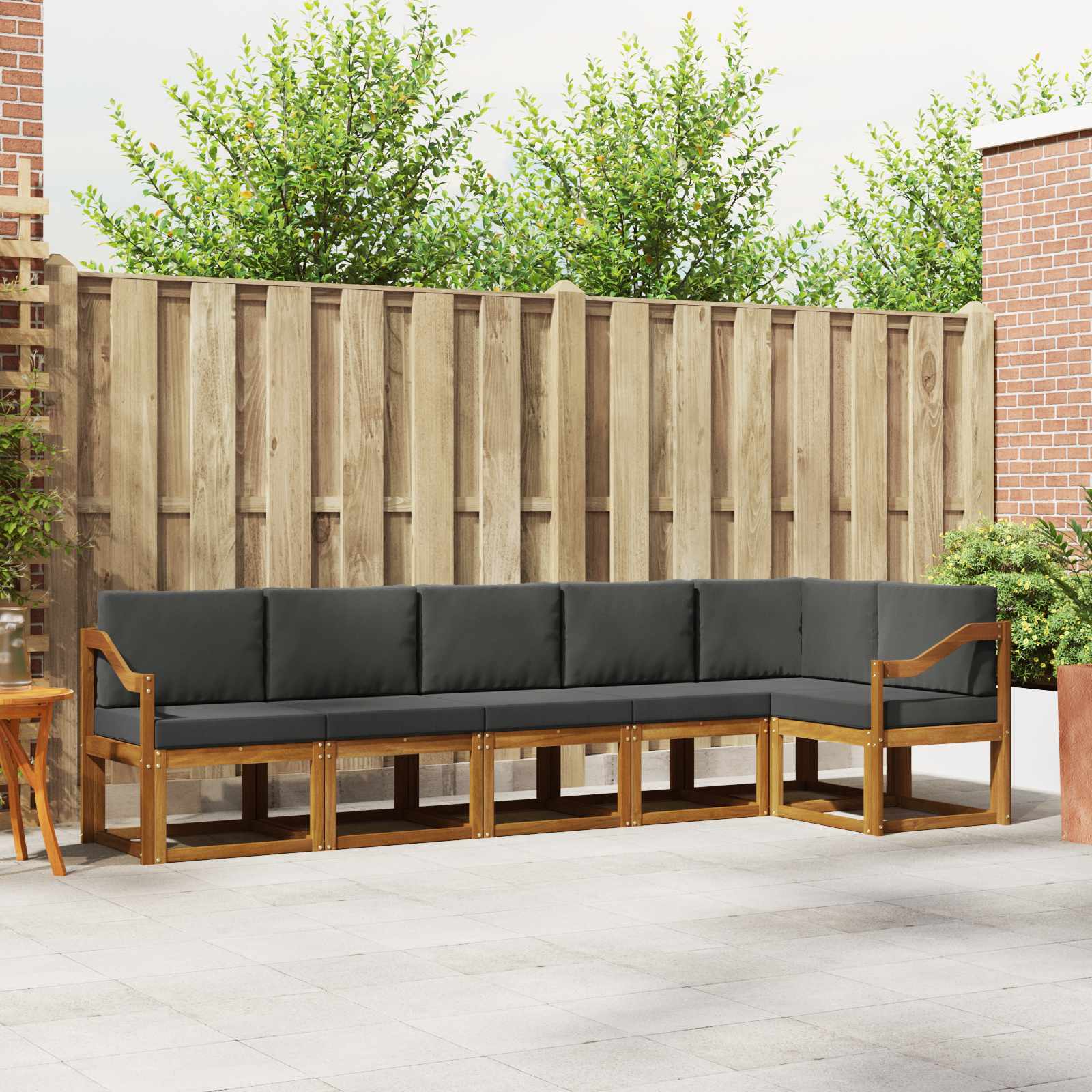 Buiten bankenset met kussen 6 pcs Natuurlijk en Antraciet – afbeelding 1
