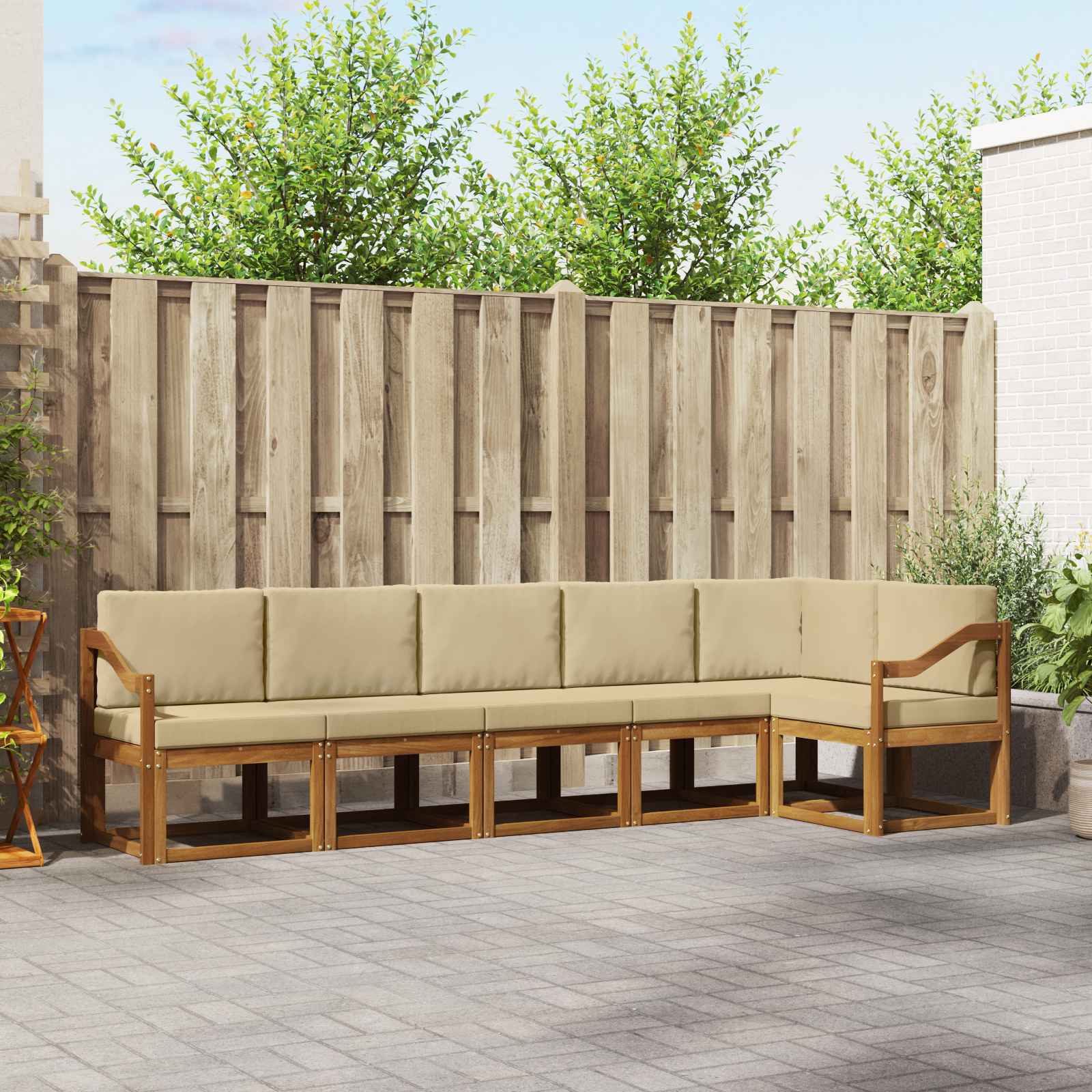 Buiten bankenset met kussen 6 pcs Natuurlijk en Beige – afbeelding 1