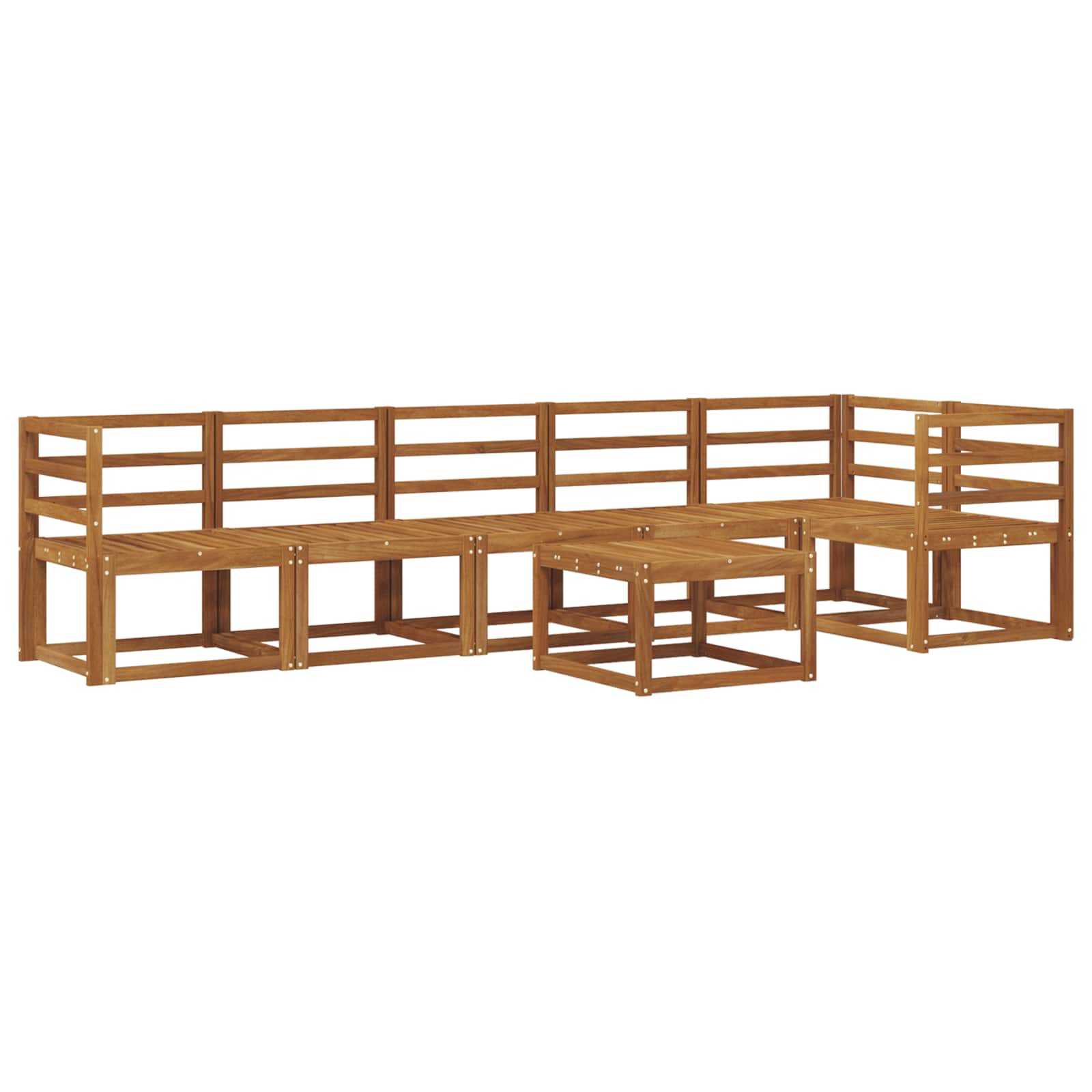 Buiten bankenset 7 pcs Naturel Massief Acaciahout – afbeelding 2
