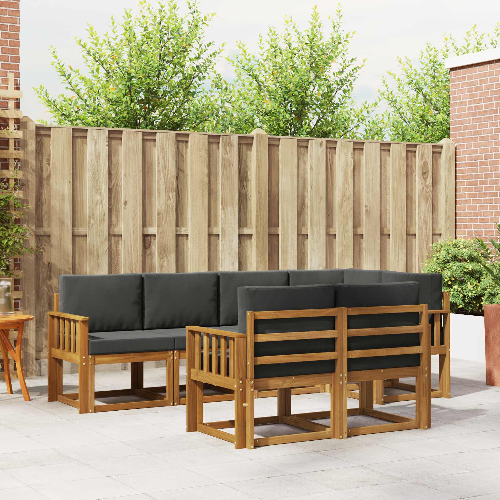 Buiten bankenset met kussen 7 pcs Natuurlijk en Antraciet – afbeelding 1