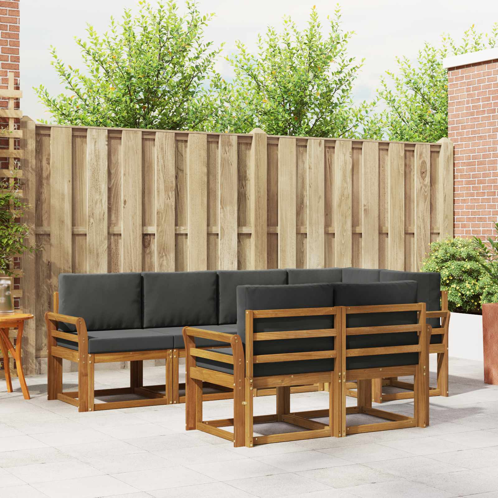 Buiten bankenset met kussen 7 pcs Natuurlijk en Antraciet – afbeelding 1