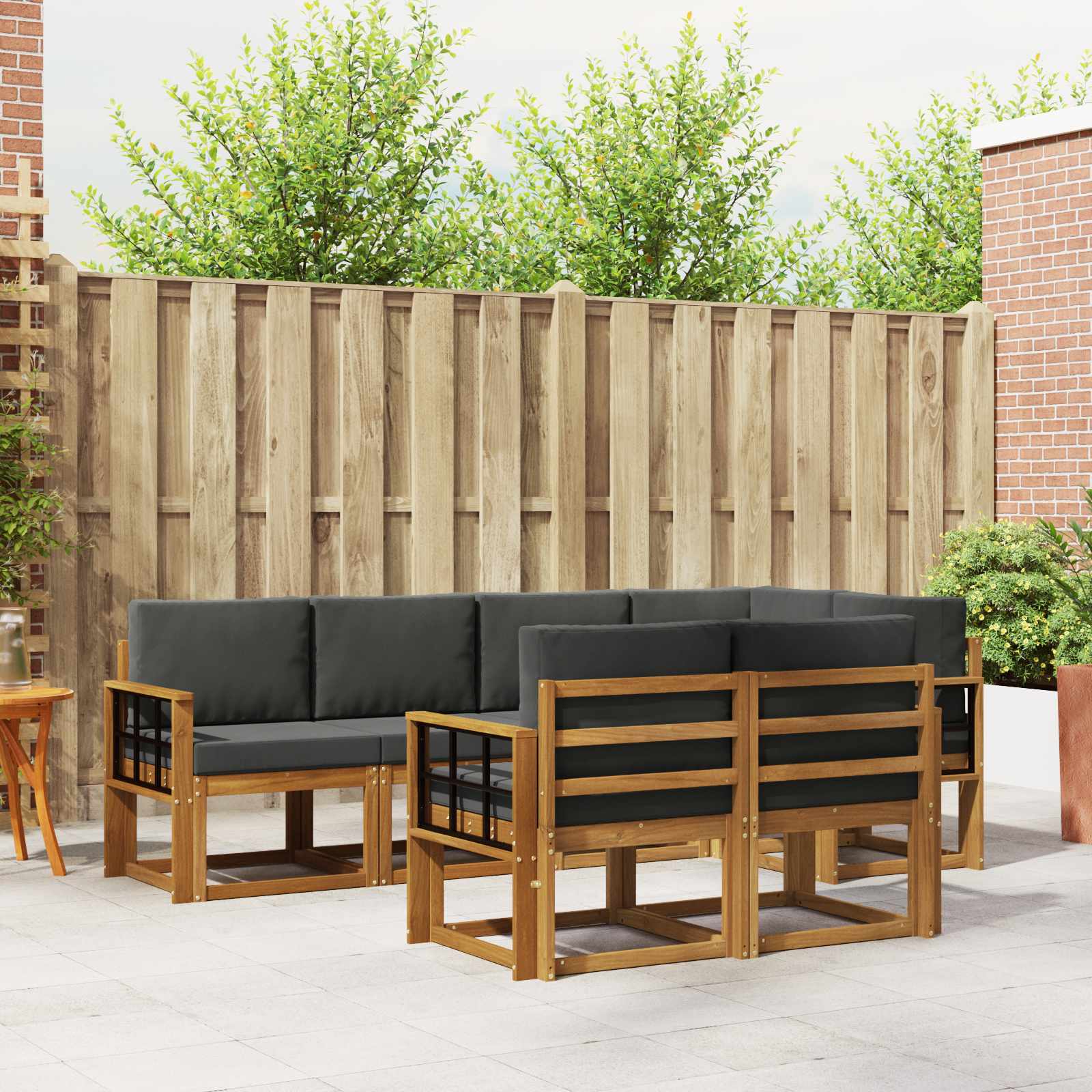 Buiten bankenset met kussen 7 pcs Natuurlijk en Antraciet – afbeelding 1