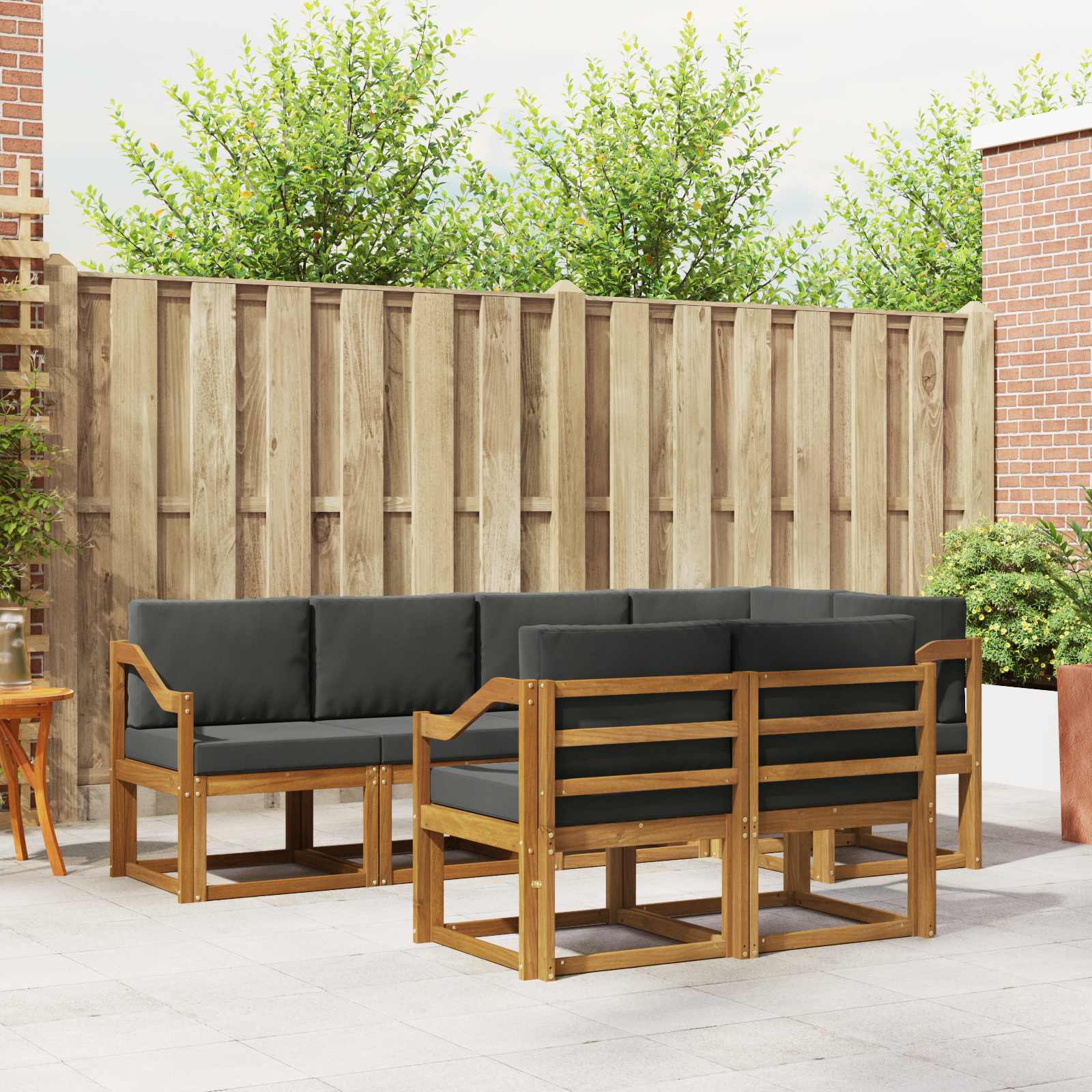 Buiten bankenset met kussen 7 pcs Natuurlijk en Antraciet – afbeelding 1