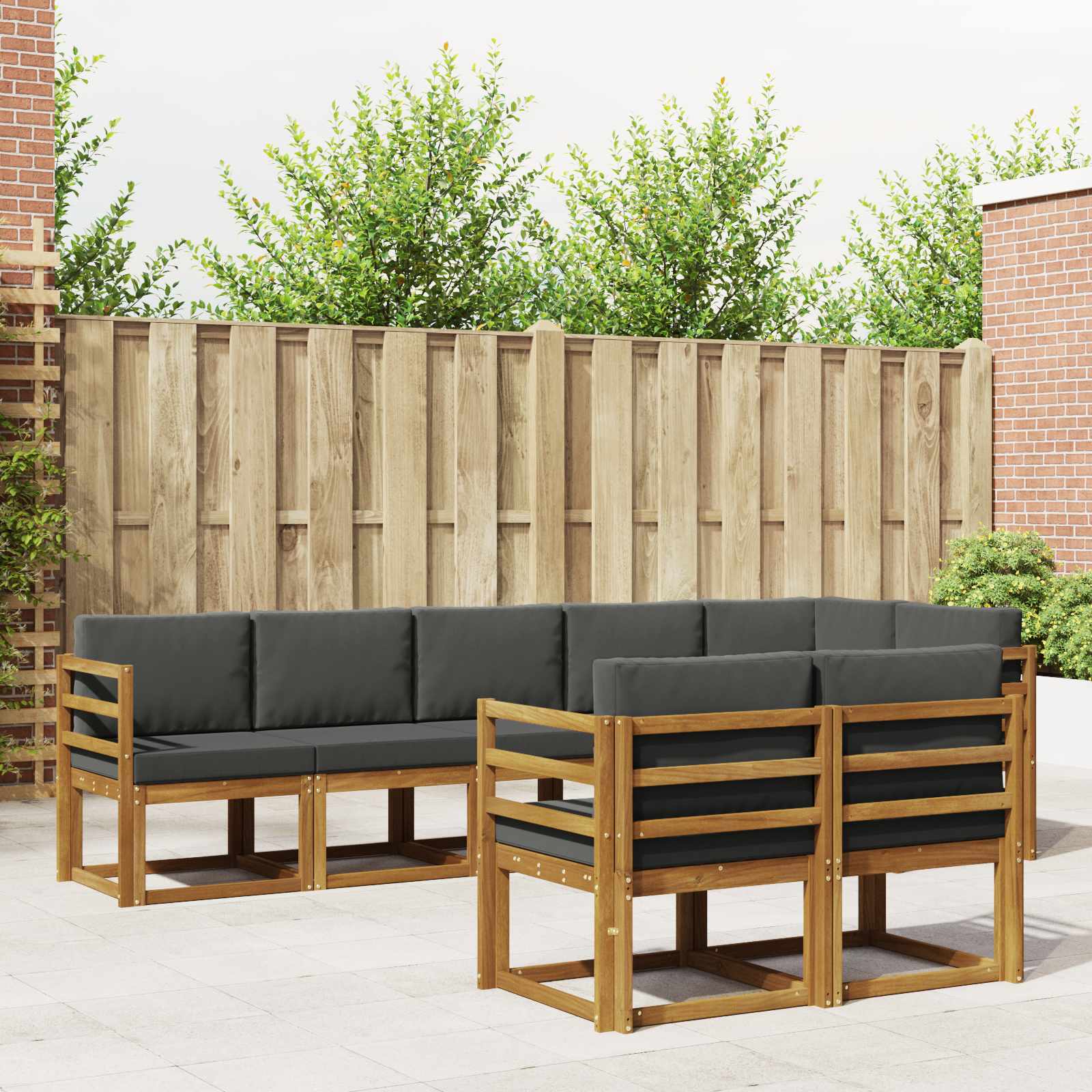 Buiten bankenset met kussen 8 pcs Natuurlijk en Antraciet – afbeelding 1