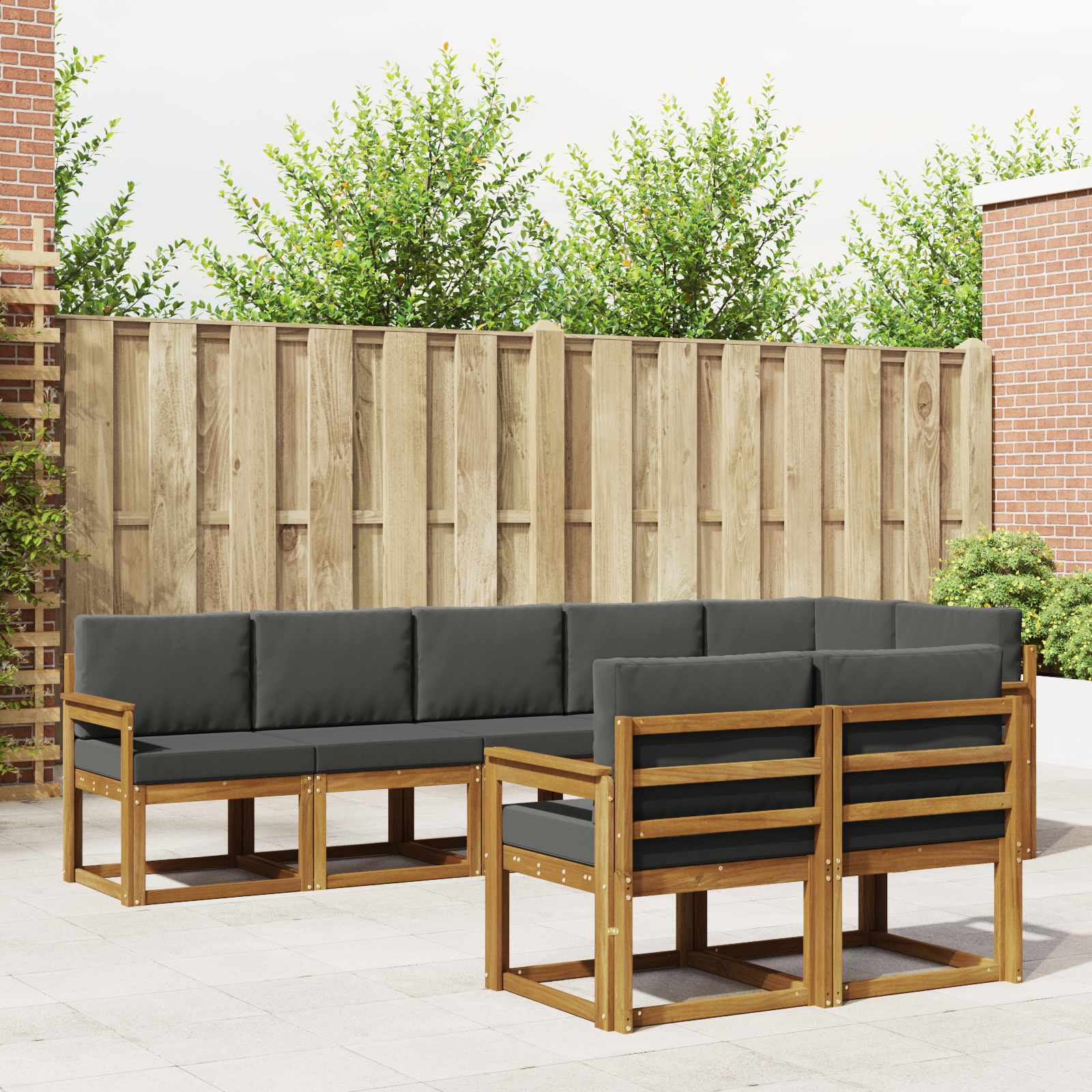 Buiten bankenset met kussen 8 pcs Natuurlijk en Antraciet – afbeelding 1