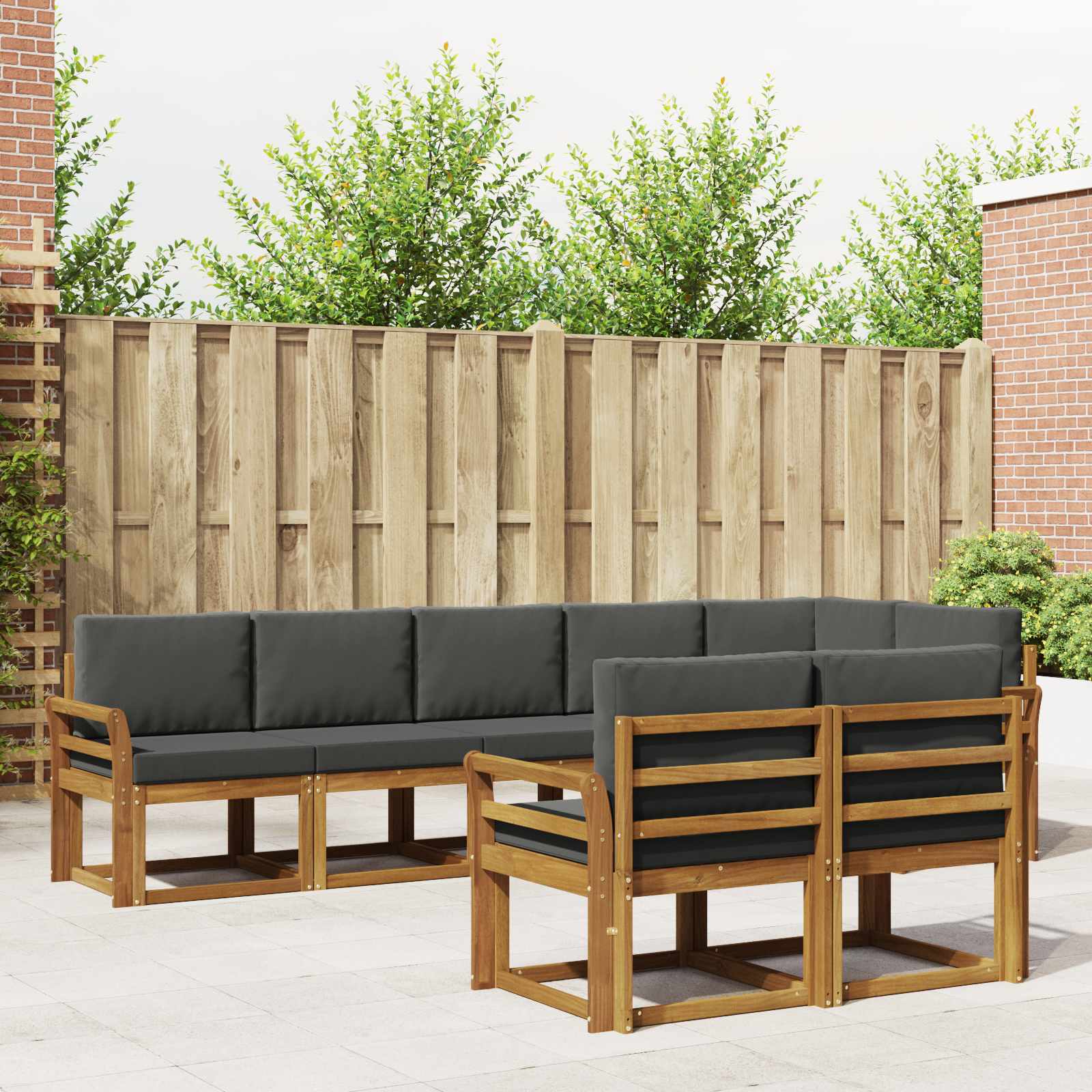 Buiten bankenset met kussen 8 pcs Natuurlijk en Antraciet – afbeelding 1