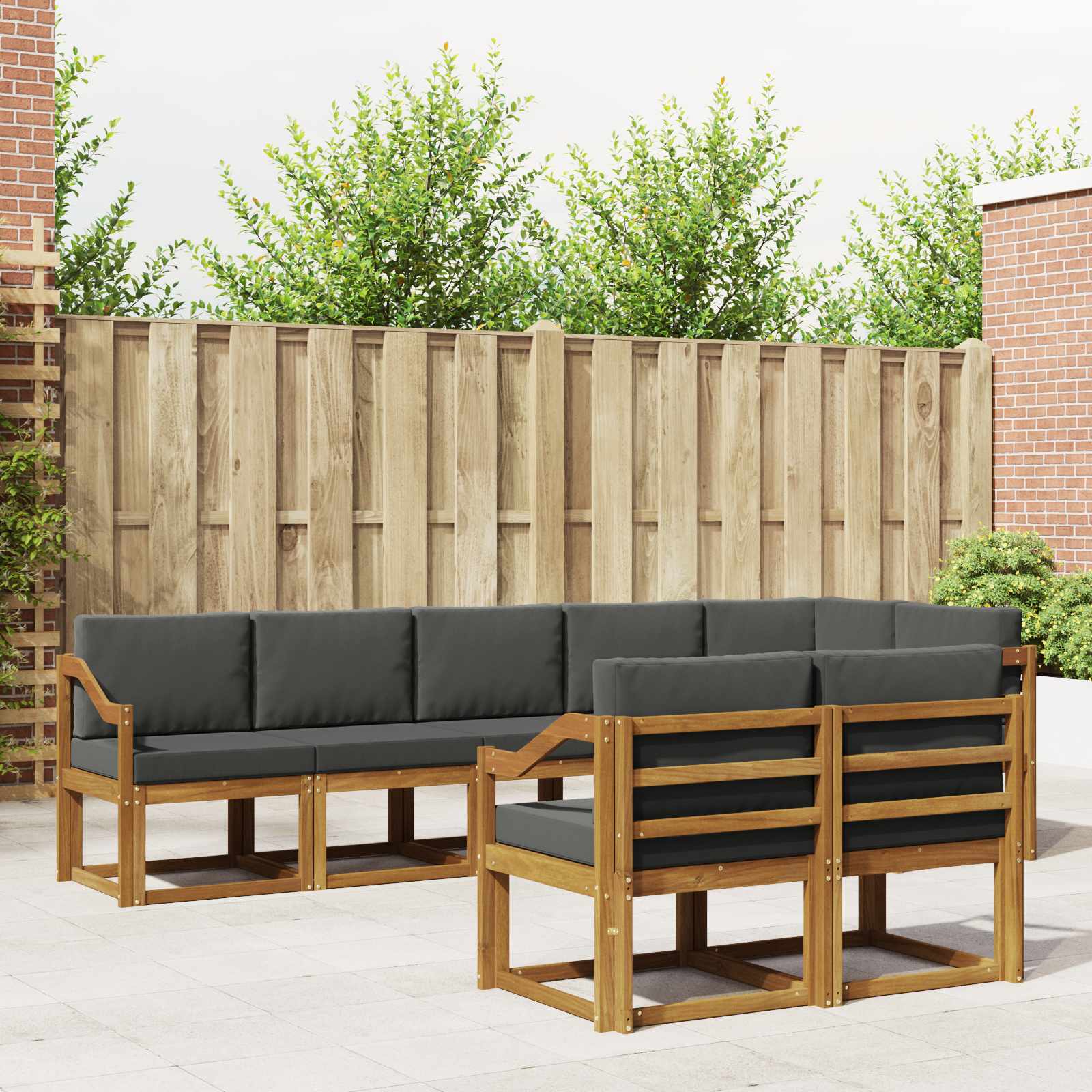 Buiten bankenset met kussen 8 pcs Natuurlijk en Antraciet – afbeelding 1