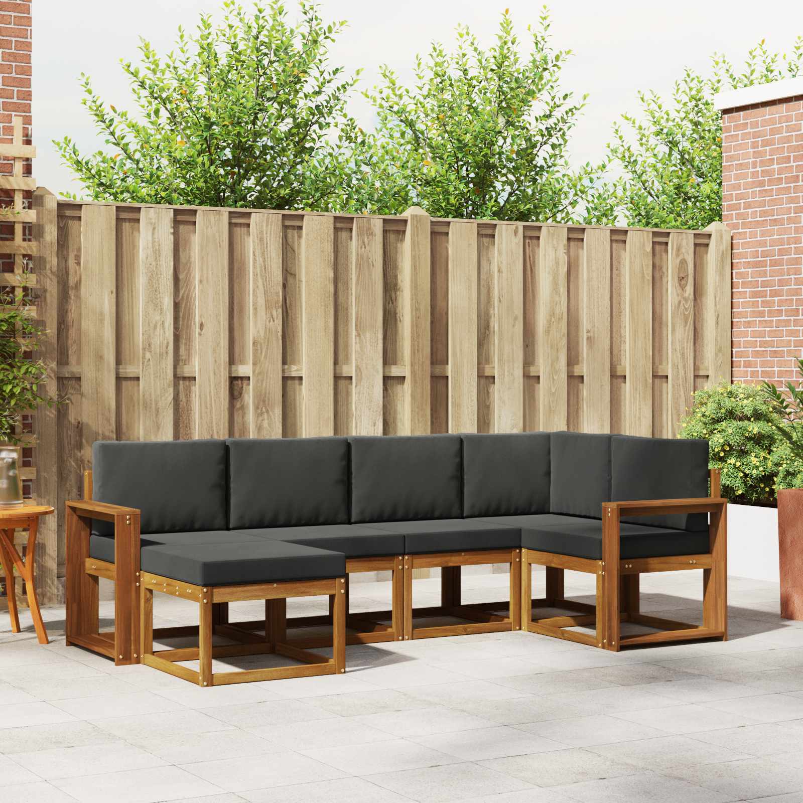 Buiten bankenset met kussen 6 pcs Natuurlijk en Antraciet – afbeelding 1