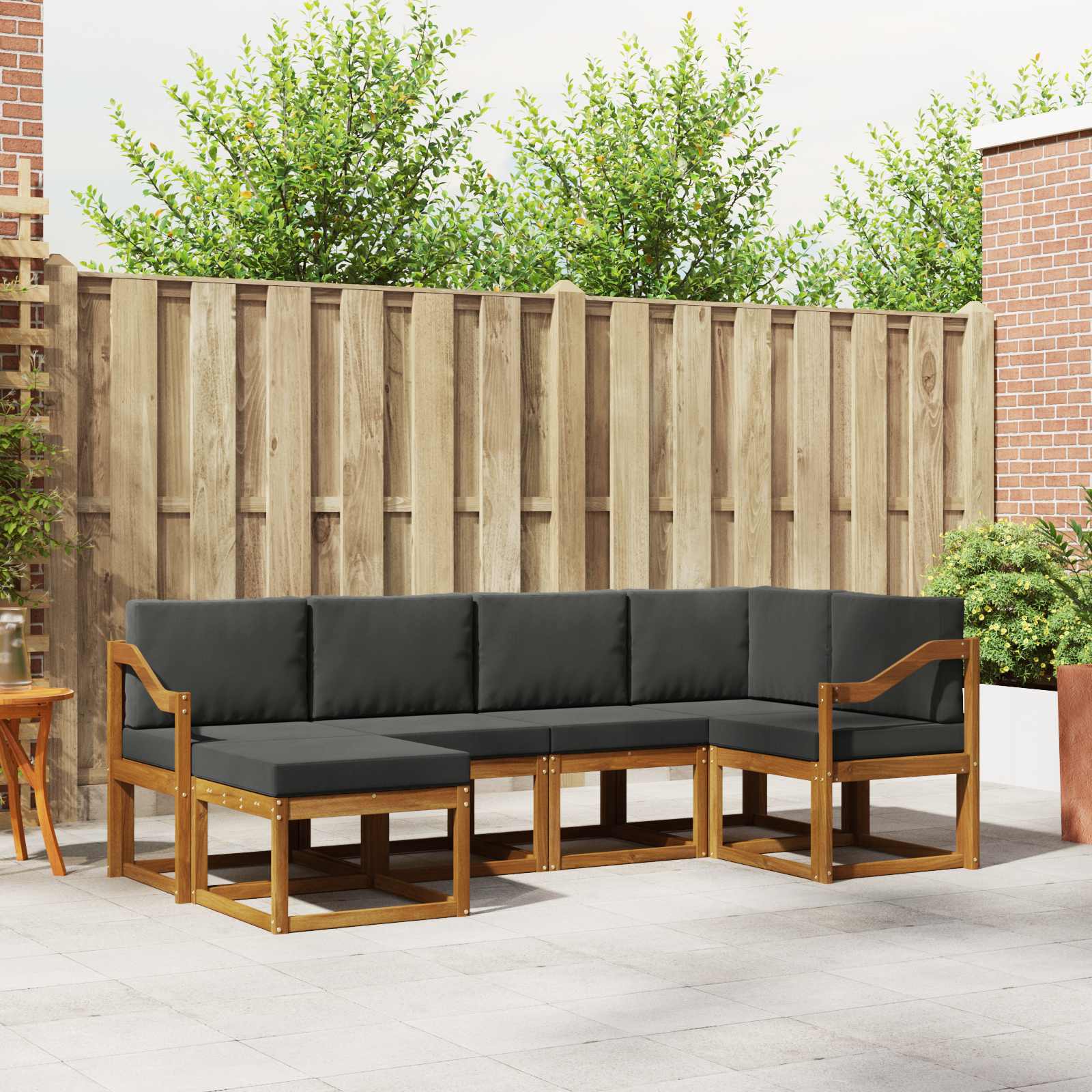 Buiten bankenset met kussen 6 pcs Natuurlijk en Antraciet – afbeelding 1