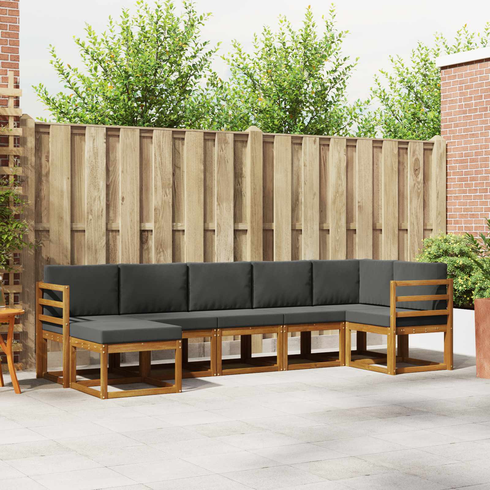 Buiten bankenset met kussen 7 pcs Natuurlijk en Antraciet