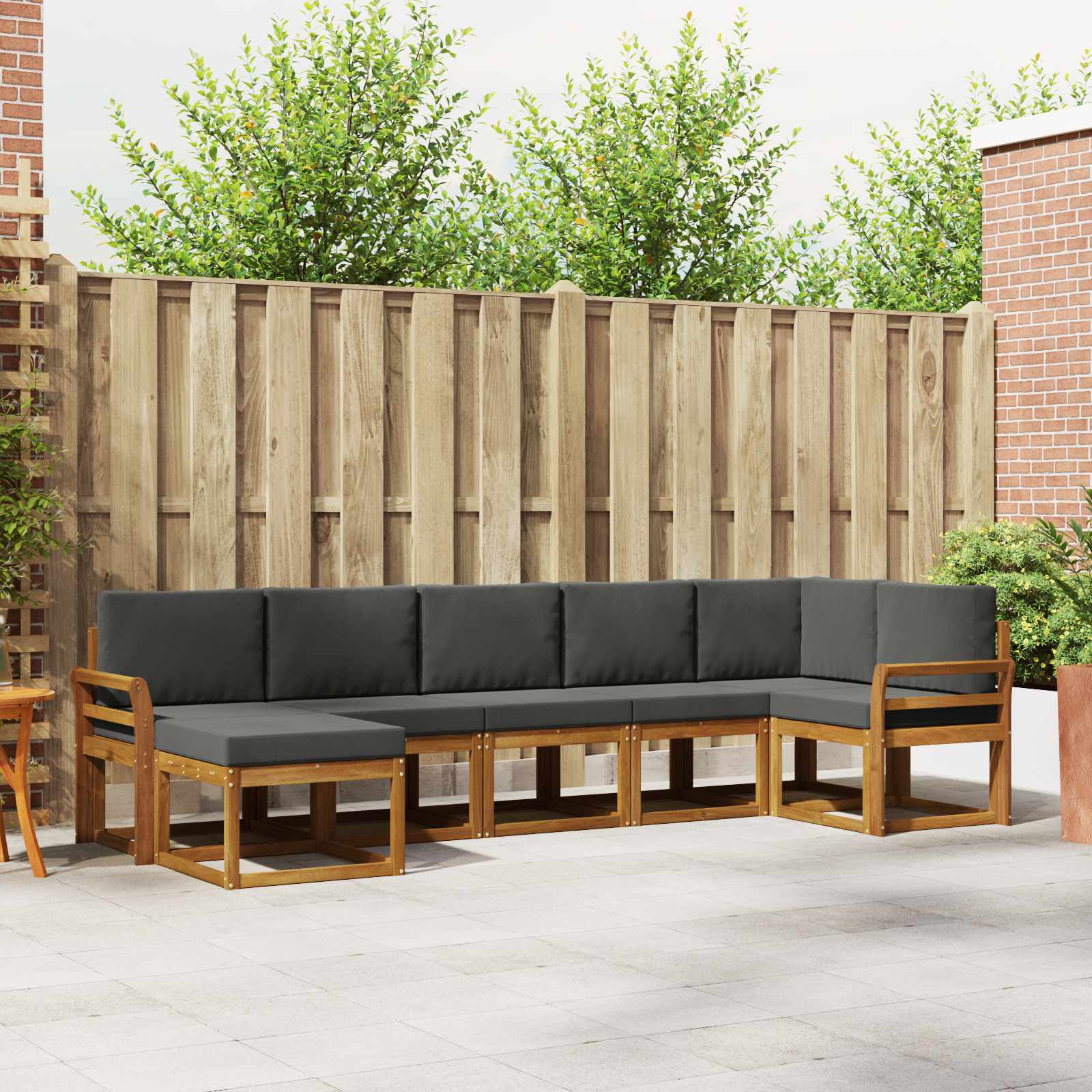 Buiten bankenset met kussen 7 pcs Natuurlijk en Antraciet – afbeelding 1