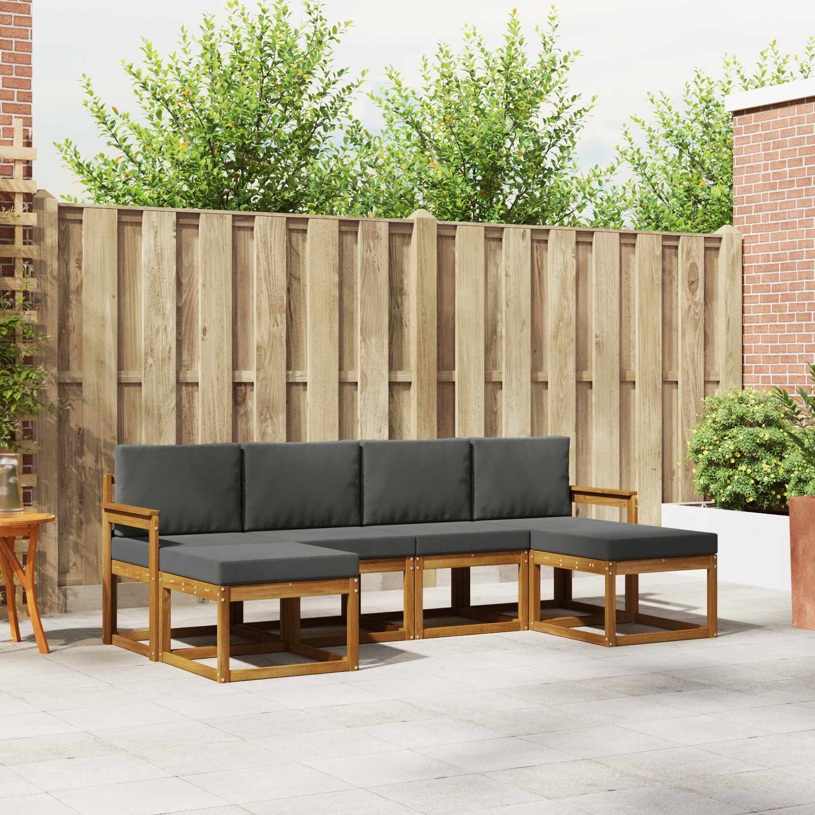 Buiten bankenset met kussen 6 pcs Natuurlijk en Antraciet – afbeelding 1