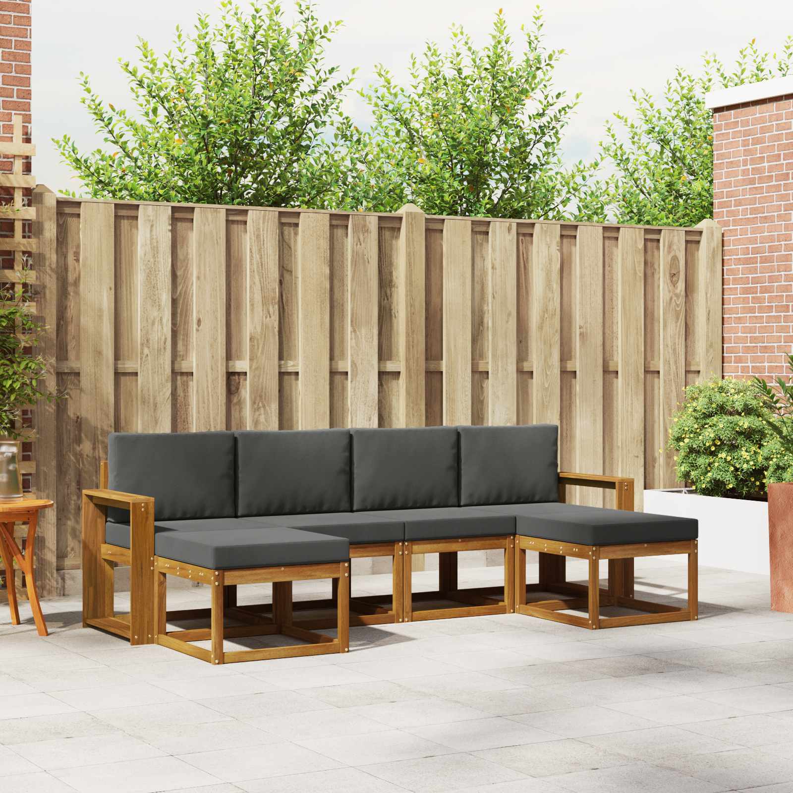 Buiten bankenset met kussen 6 pcs Natuurlijk en Antraciet – afbeelding 1