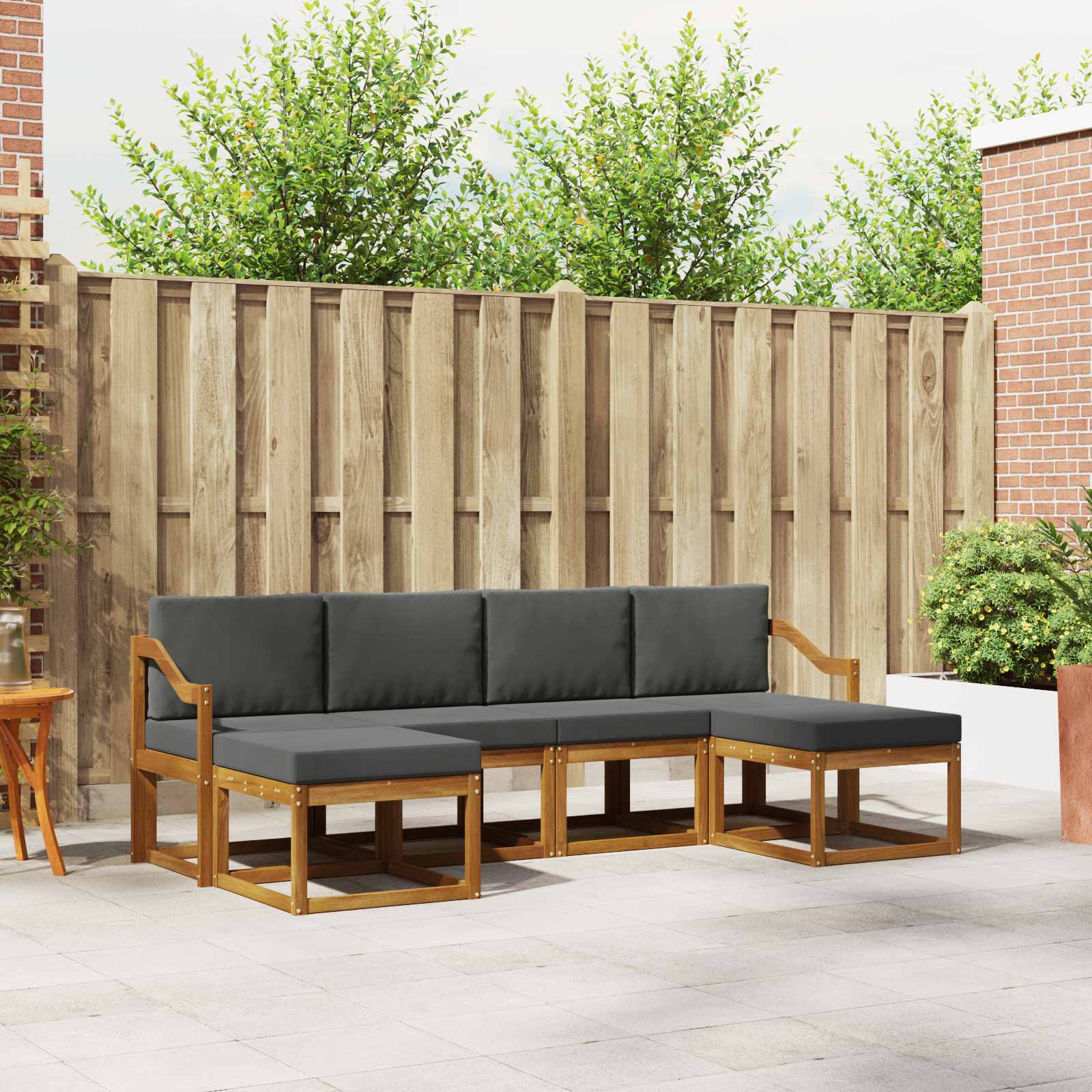 Buiten bankenset met kussen 6 pcs Natuurlijk en Antraciet – afbeelding 1