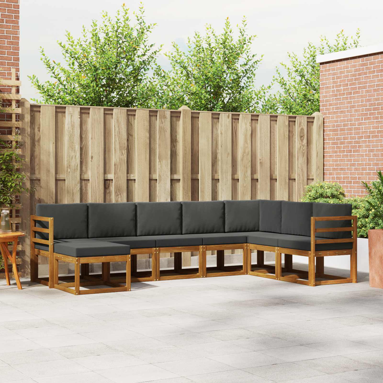 Buiten bankenset met kussen 8 pcs Natuurlijk en Antraciet